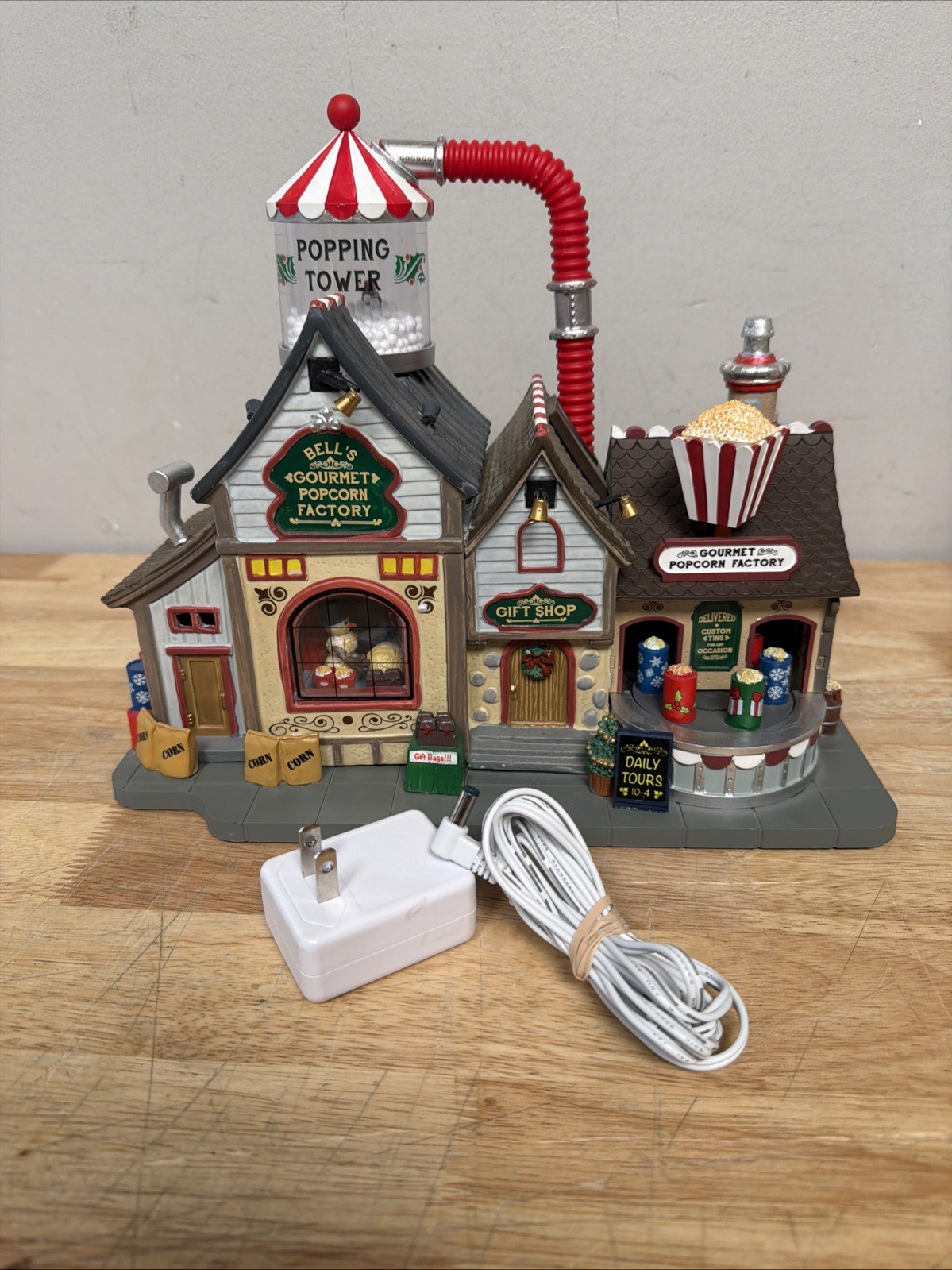 LEMAX BELL’S GOURMET POPCORN FACTORY~LIGHTS MOTION SOUNDS~ CHRISTMAS VILLAGE