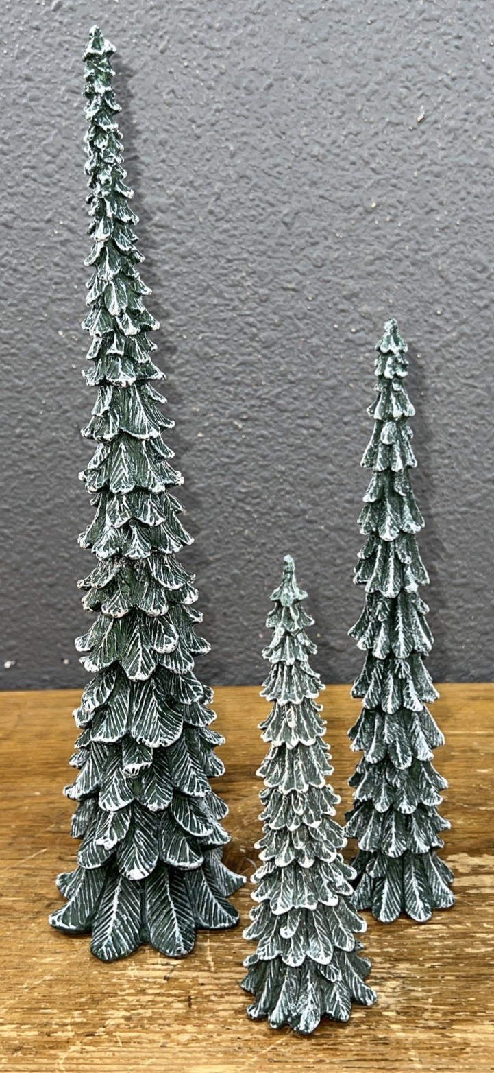 Department 56 Pencil Pine Tree Set of 3 Christmas Village Accessory