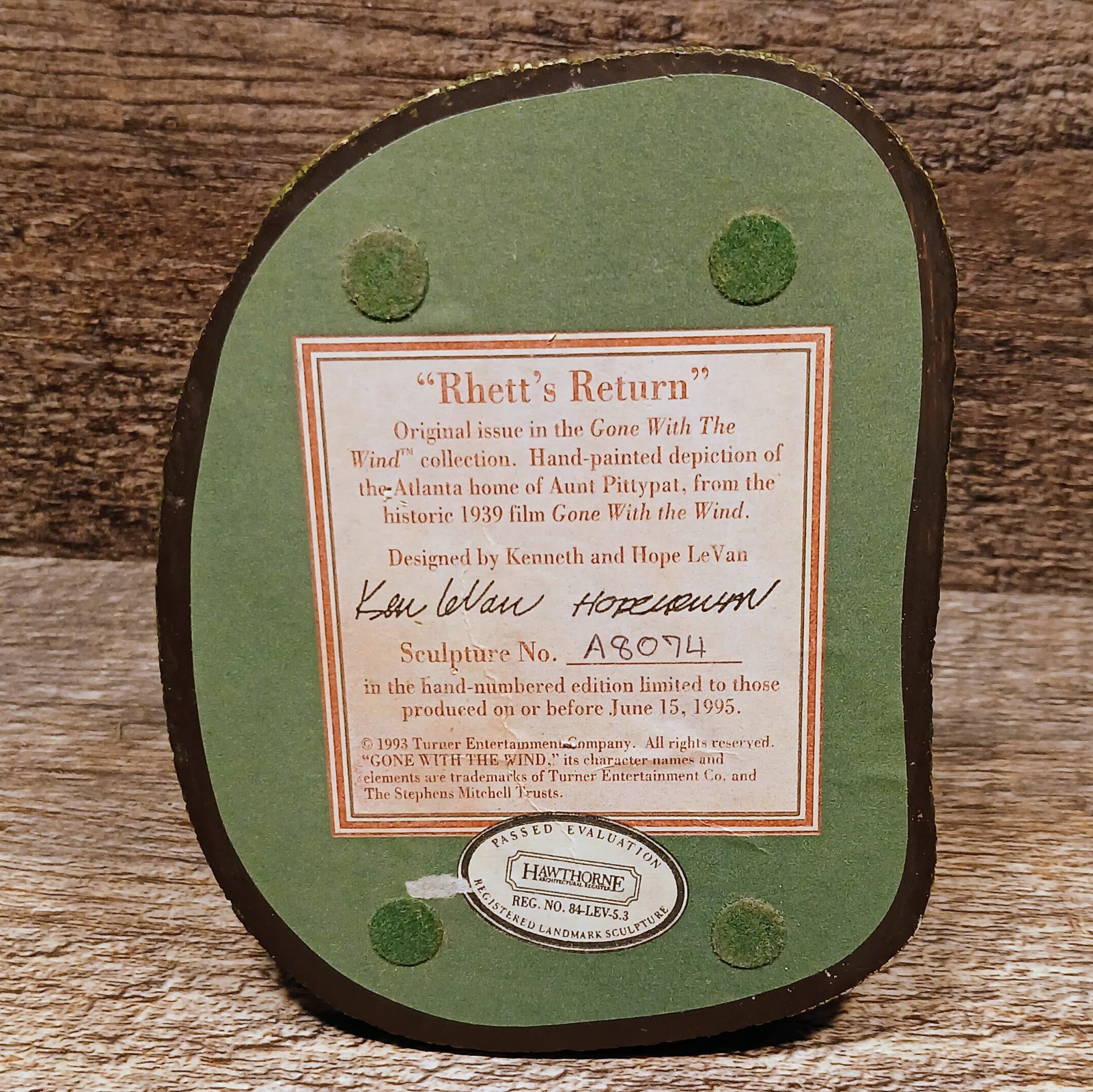 Vintage 1993 Hawthorne Gone with The Wind- “Rhett’s Return” at 12 OAKS #A8074