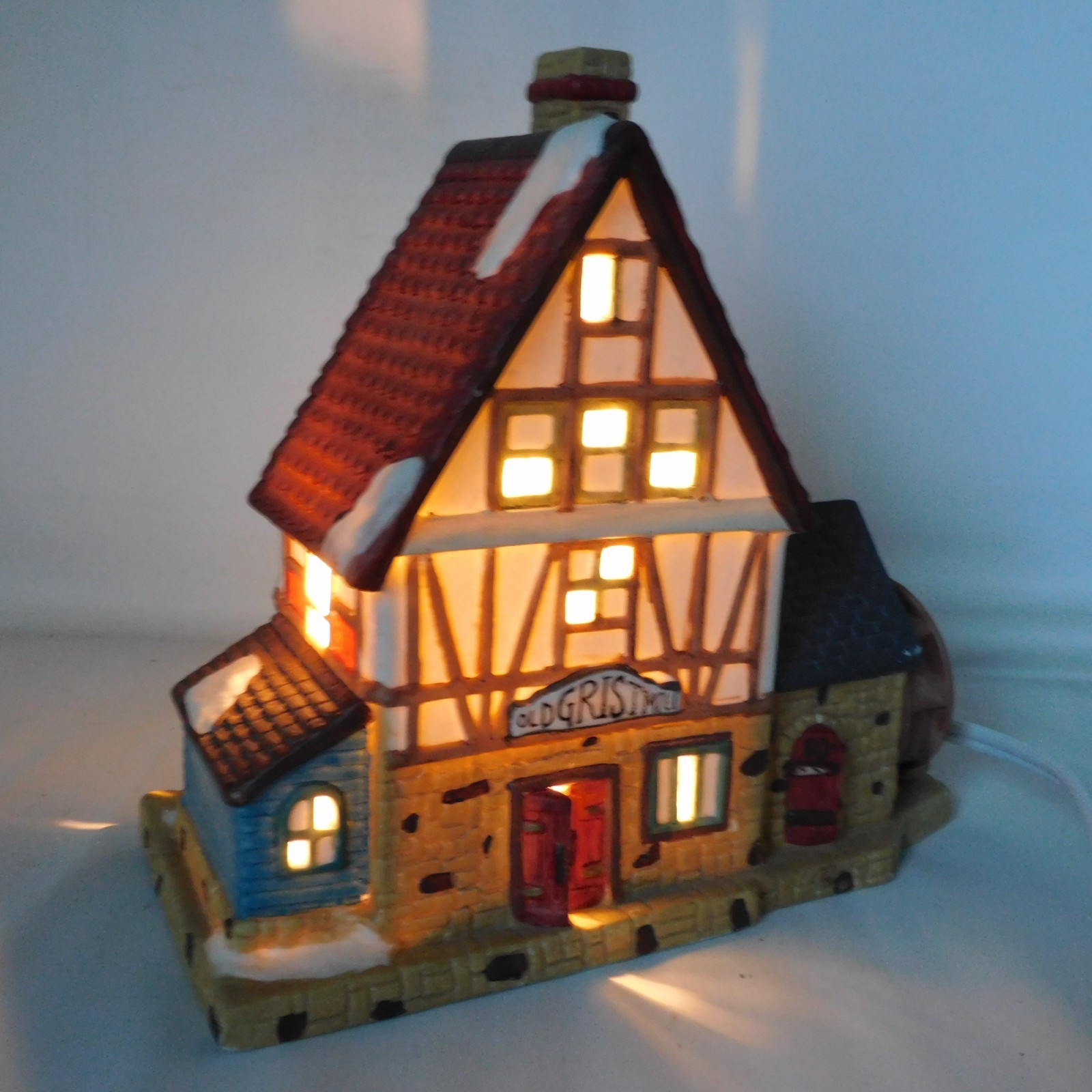 Old Grist Mill Dickens Keepsake Christmas Village Building Porcelain Lighted 7″H