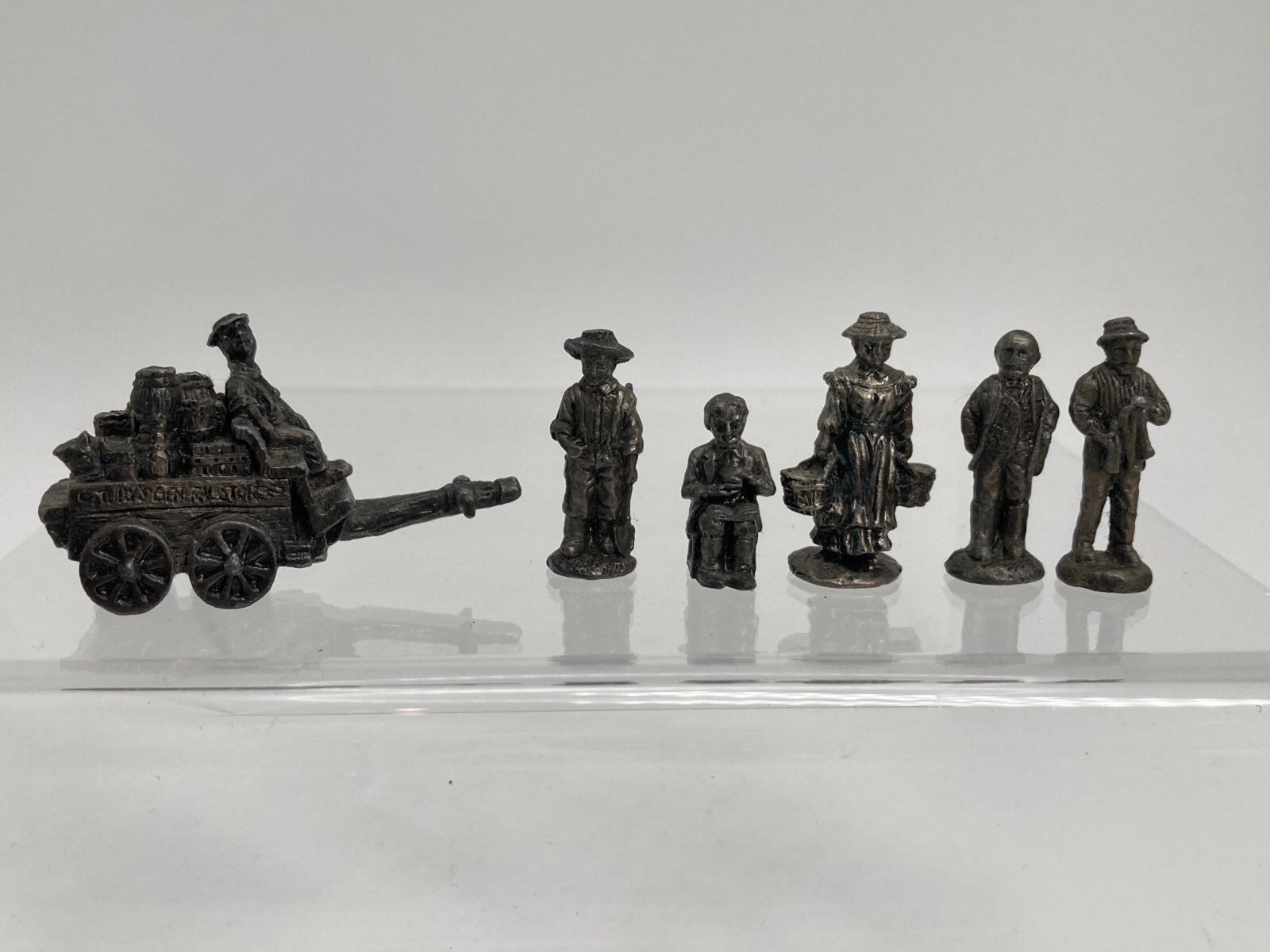 Vintage 6 Liberty Falls Pewter Metal Figurine Lot 95 IRS China 1995 People