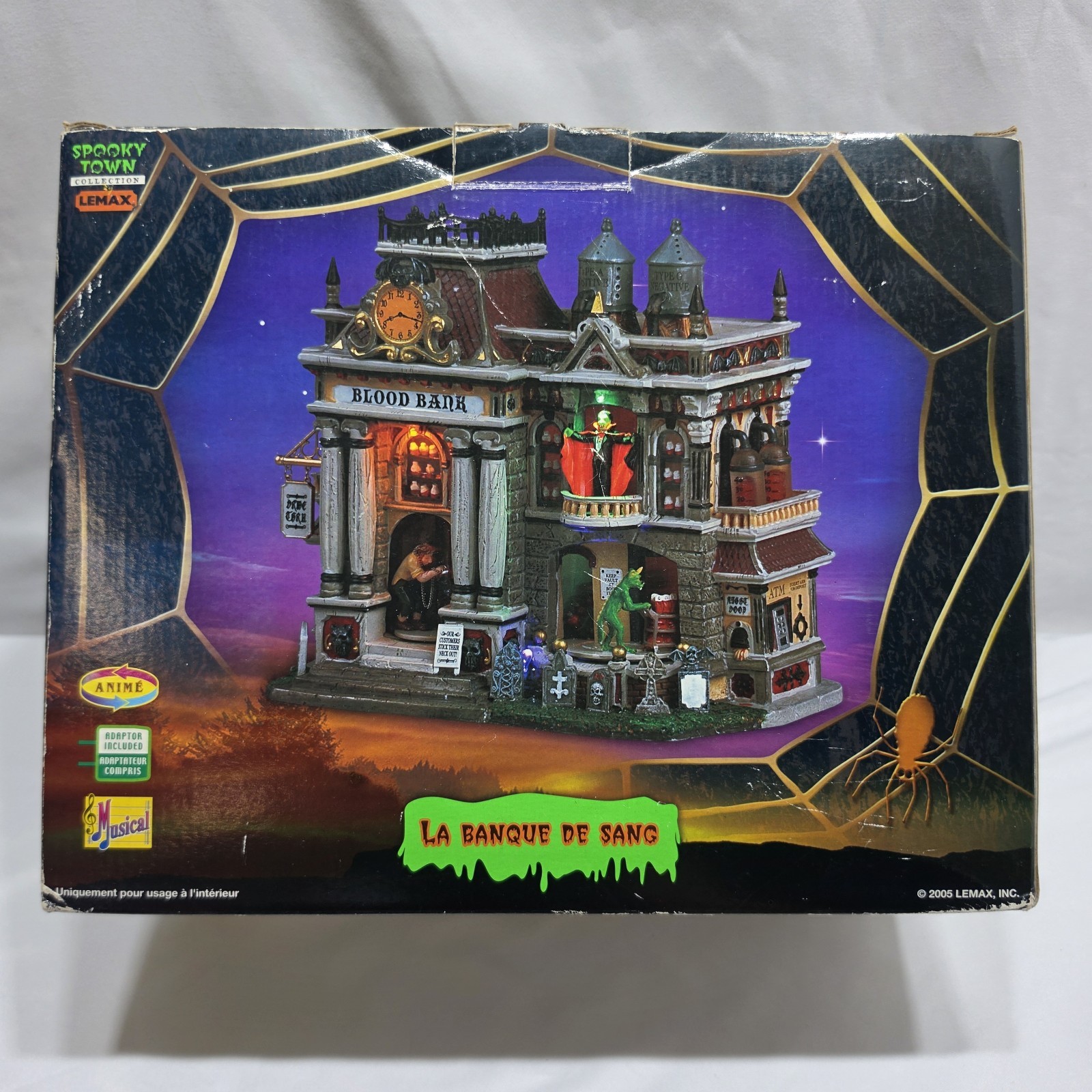 Retired 2005 Lemax Spooky Town Collection “The Blood Bank” 55239 With Box WORKS