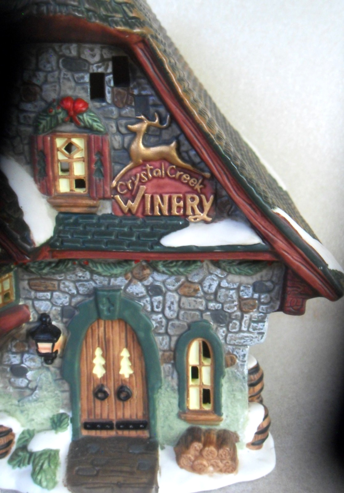 Santa’s Workbench Crystal Creek Winery House 2002 Christmas Collectibles Ceramic
