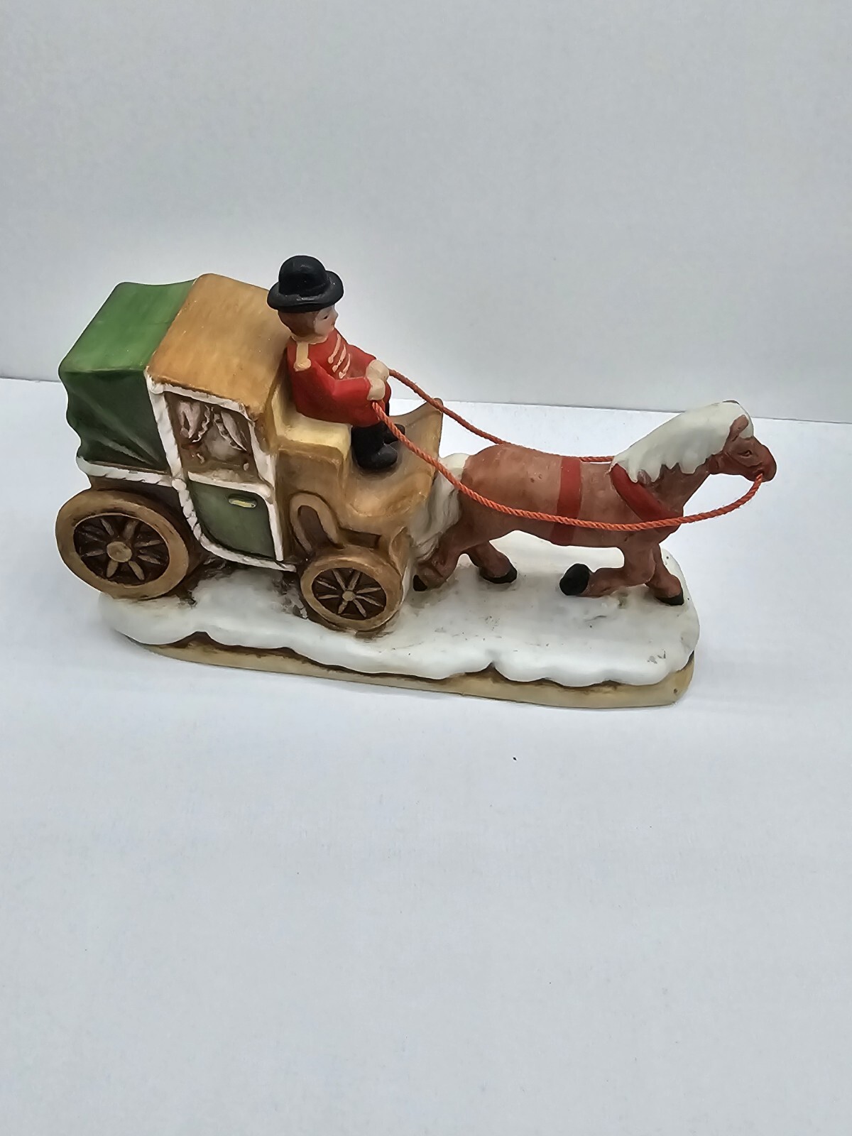 Lefton Village Cab Horse Drawn Carriage 06459 Colonial Village 1987 Coachman