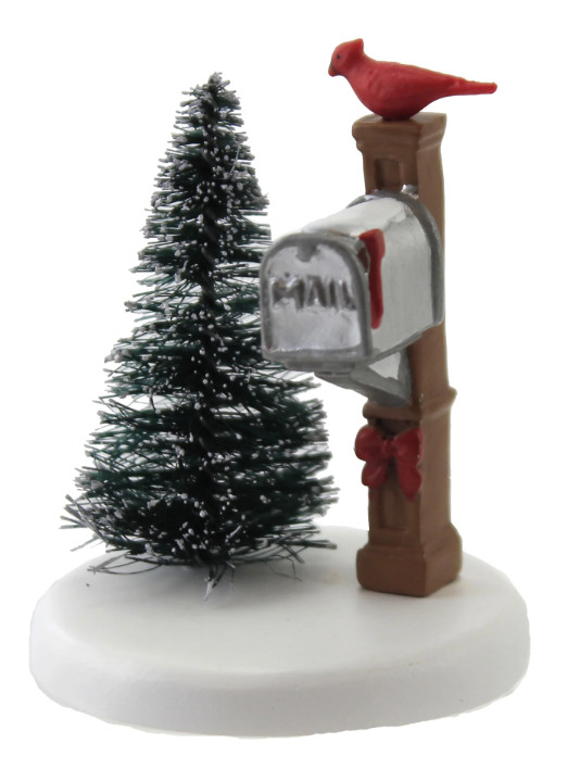 Department 56 Cardinal Christmas Mailbox Village Accessory Snow Tree Mini Figure