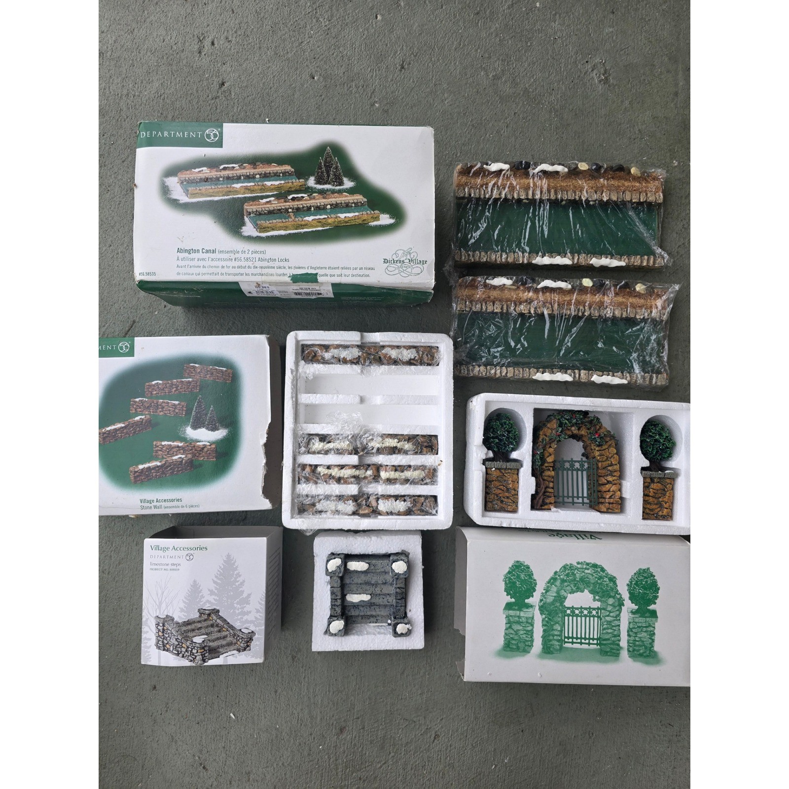 Department 56 Village Accessories Lot Abington Canal Stone Wall Gate Steps Z3