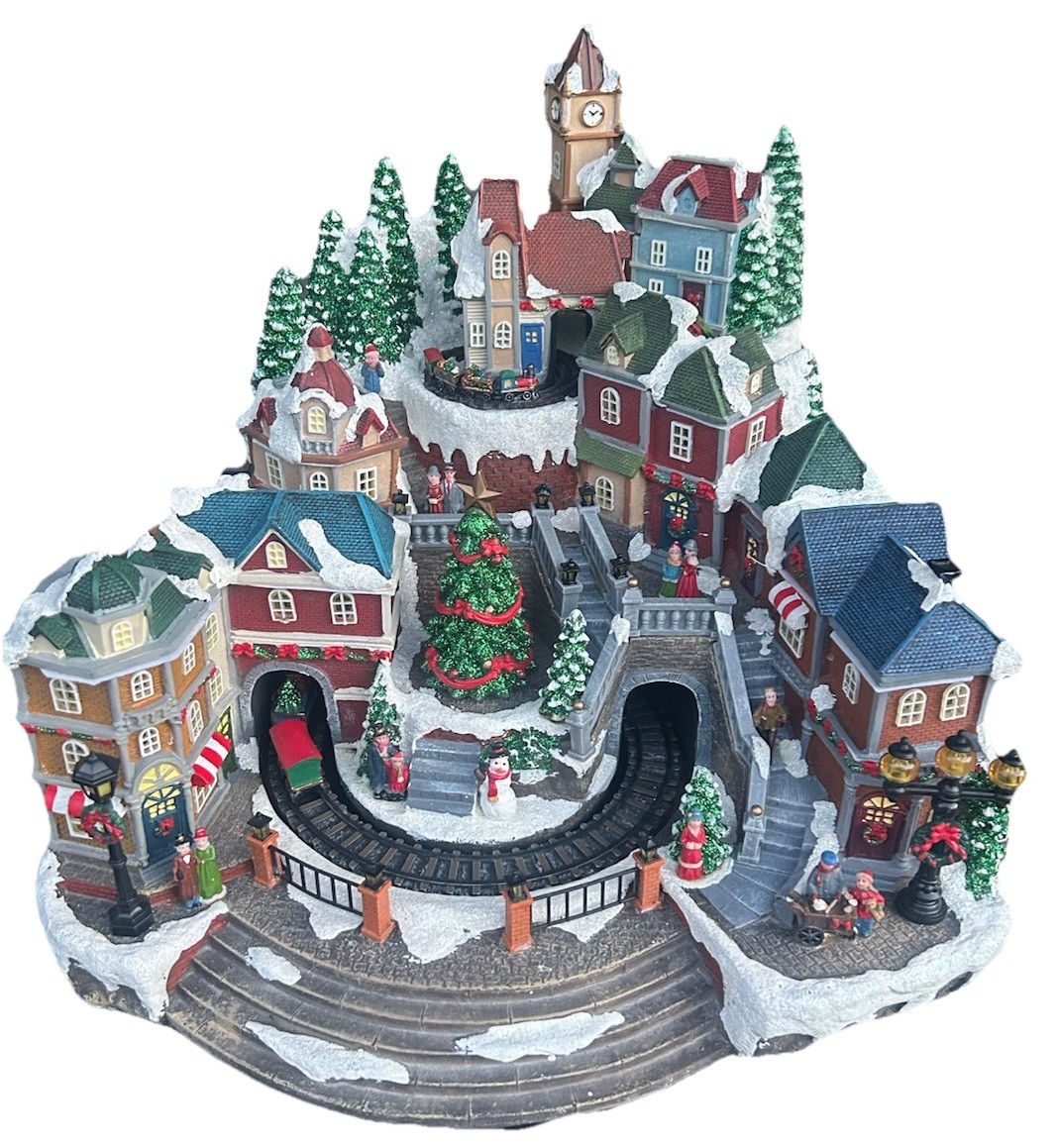 CHRISTMAS ANIMATED VILLAGE W/ Lights & Music. Works Great. Beautiful