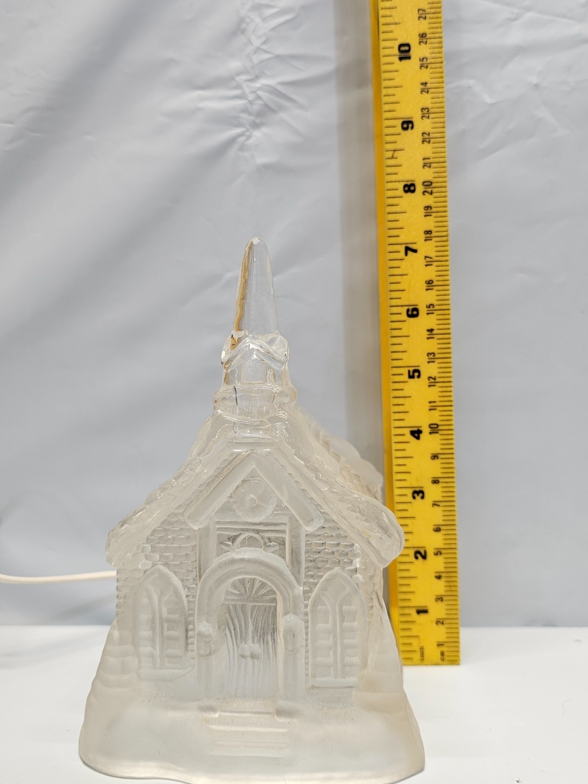 Frosted Glass Church With Light Approx 5 x 7 1/2″ Working- Perfect for Christmas
