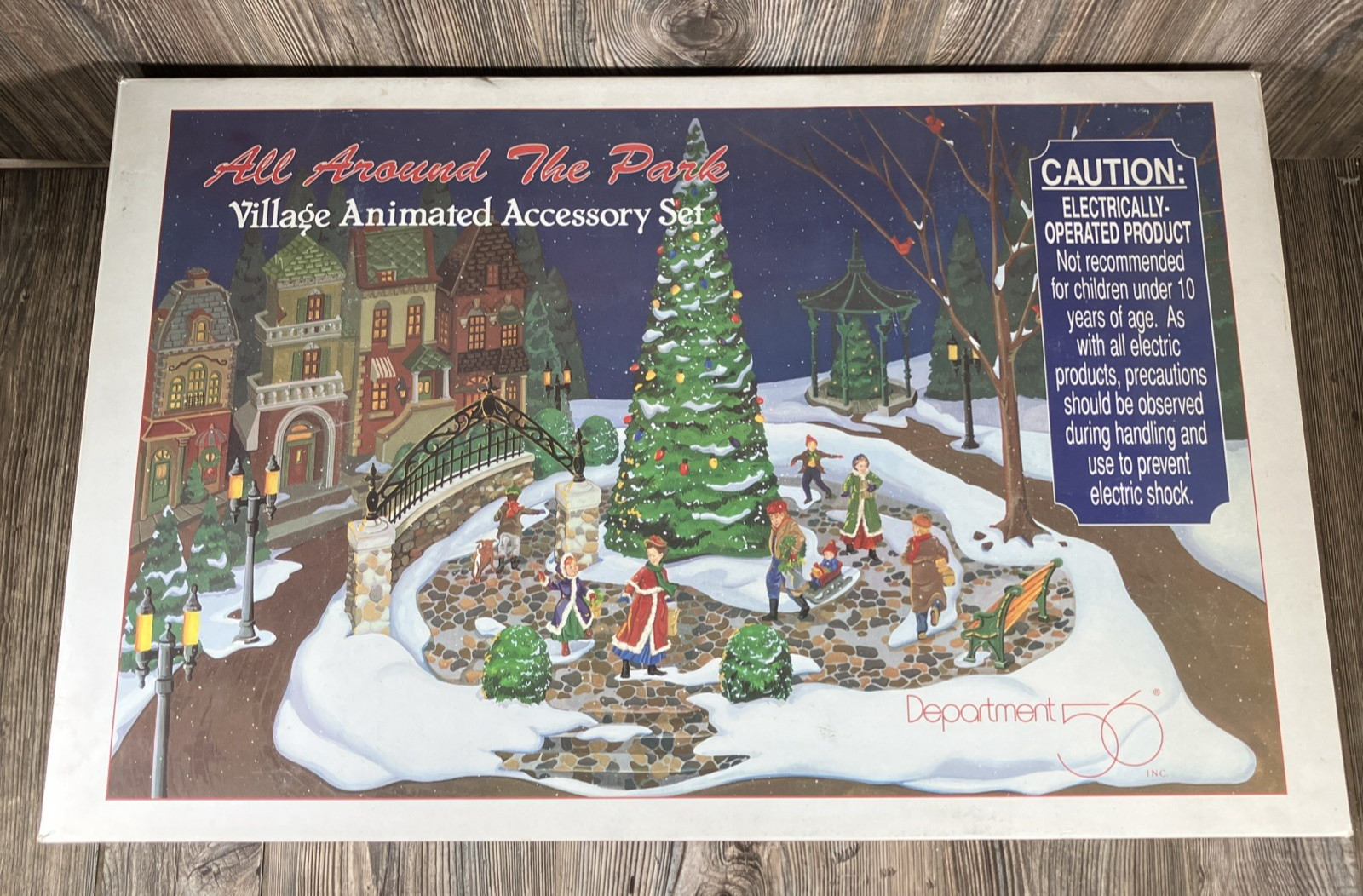 Dept 56 All Around the Park Animated Village Skating Rink Set w/Box Read VIDEO