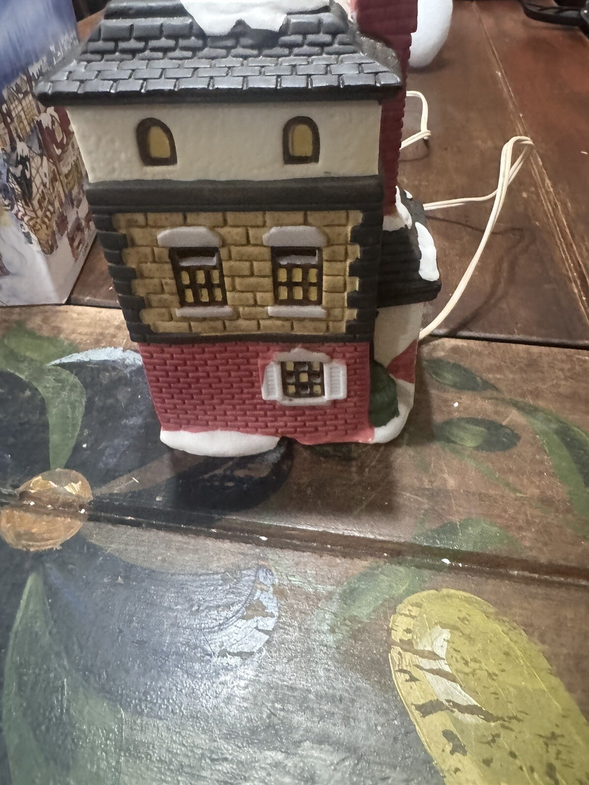 VTG Winter Valley Cottages Villages “Bank” Original Box Christmas Lights Up