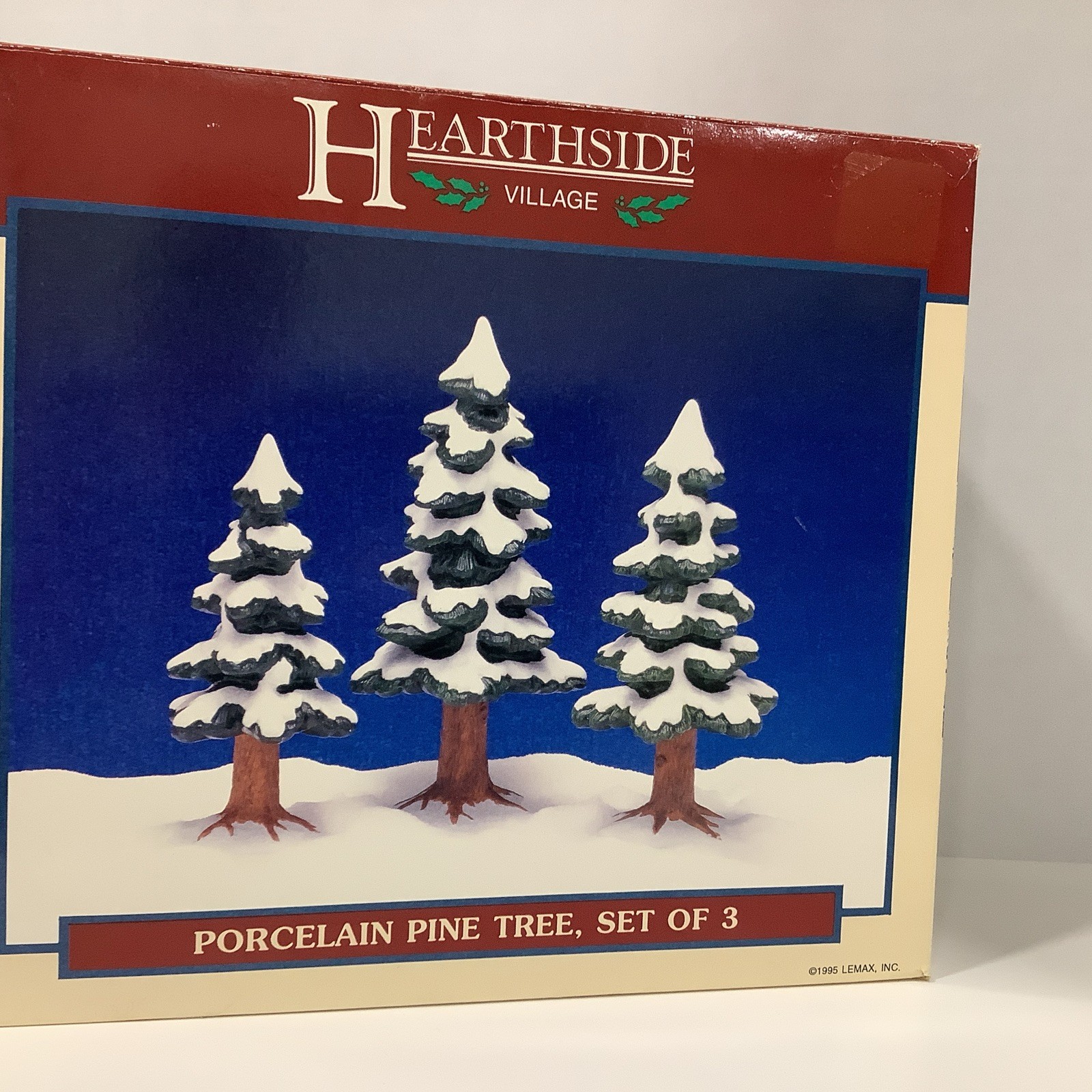 Lemax Hearthside Village #53159 Porcelain Pine Tree Set Of 3 1995