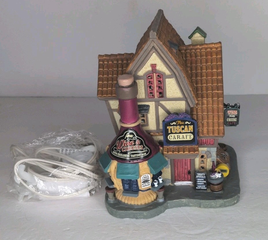 Lemax ‘Tuscan Carafe’ #05649 – Caddington Village Wine/Cheese Tasting With Light
