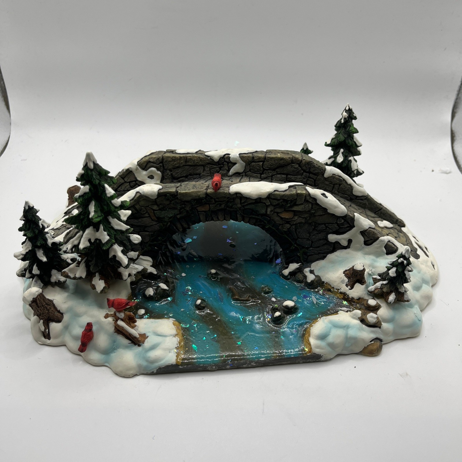 Department 56 Village Mill Creek Bridge Winter Snow Stone Scenery OS