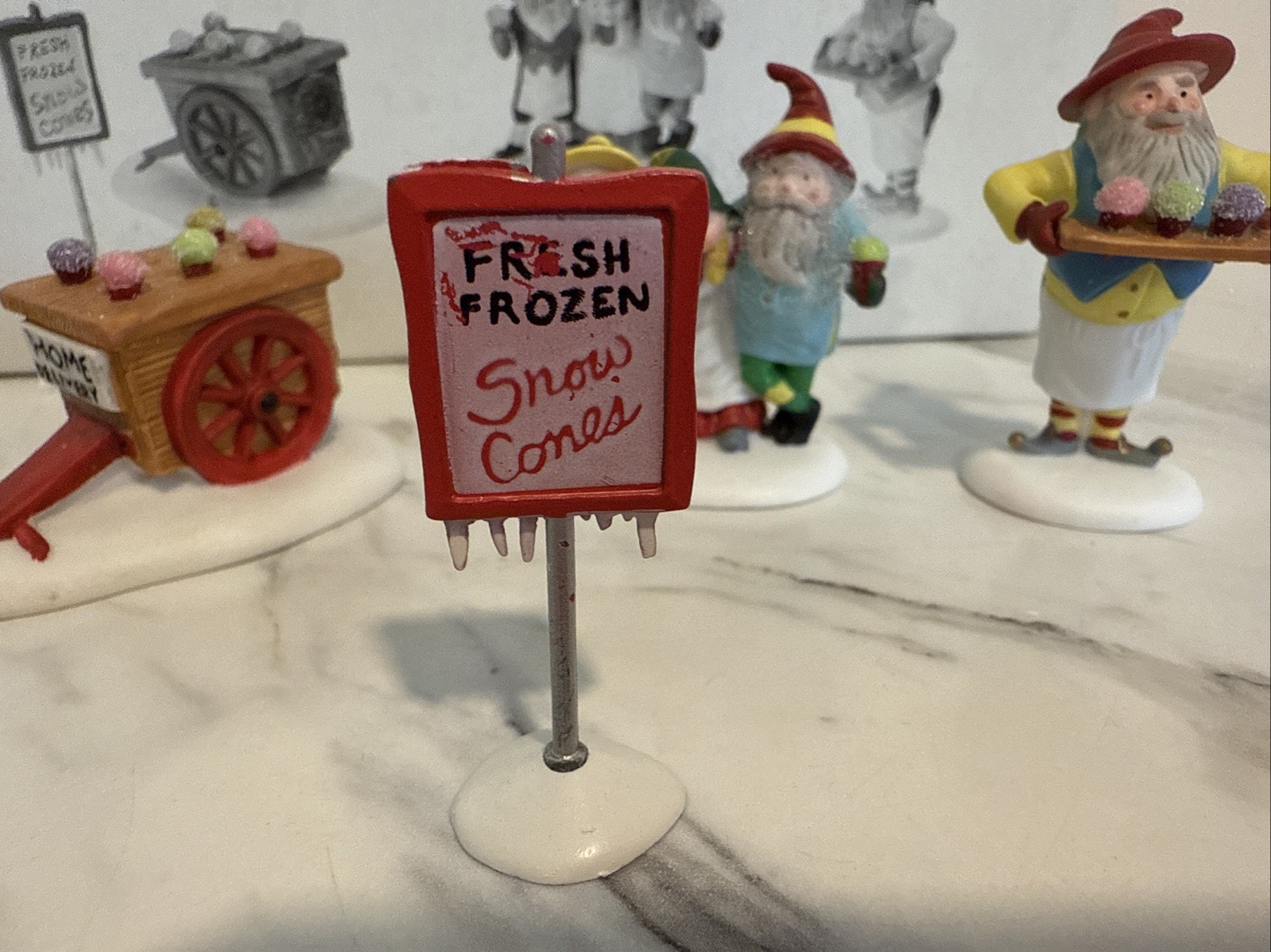 Dept 56 North Pole Series Accessory Snow Cone Elves 4pc Christmas Set #56375