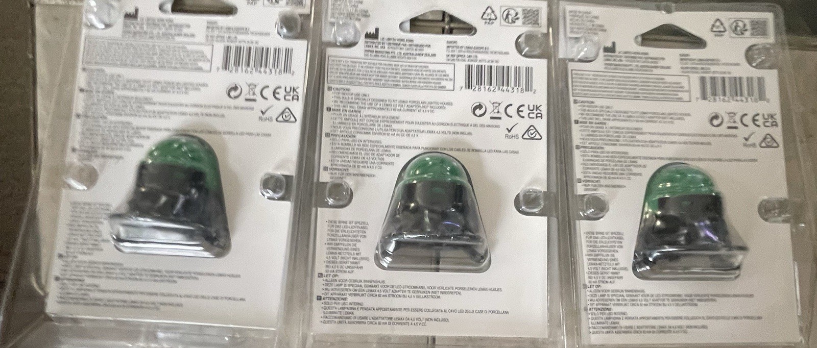 Lot Of 3 Lemax Spooky Town General Product Village LED Bulb Moonlander Green NEW