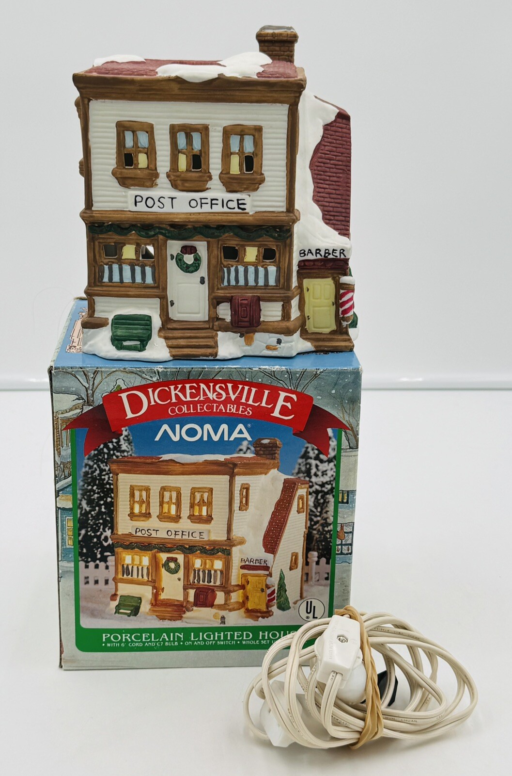 Noma Dickensville Collectables Lighted Post Office w/Barber Shop Works Vintage