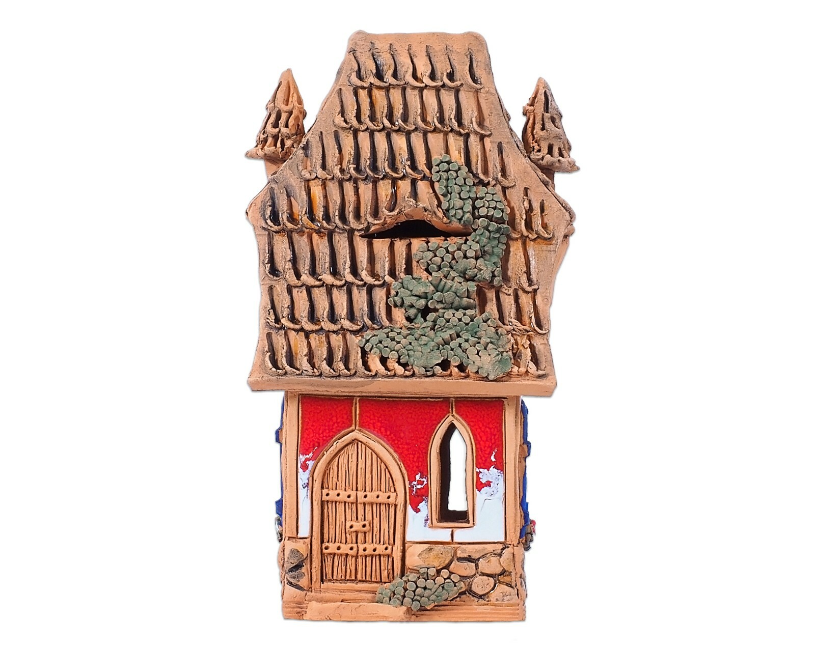 Ceramic House Miniature, Candle Holder ‘Midene Collection’, 16 cm, Handmade