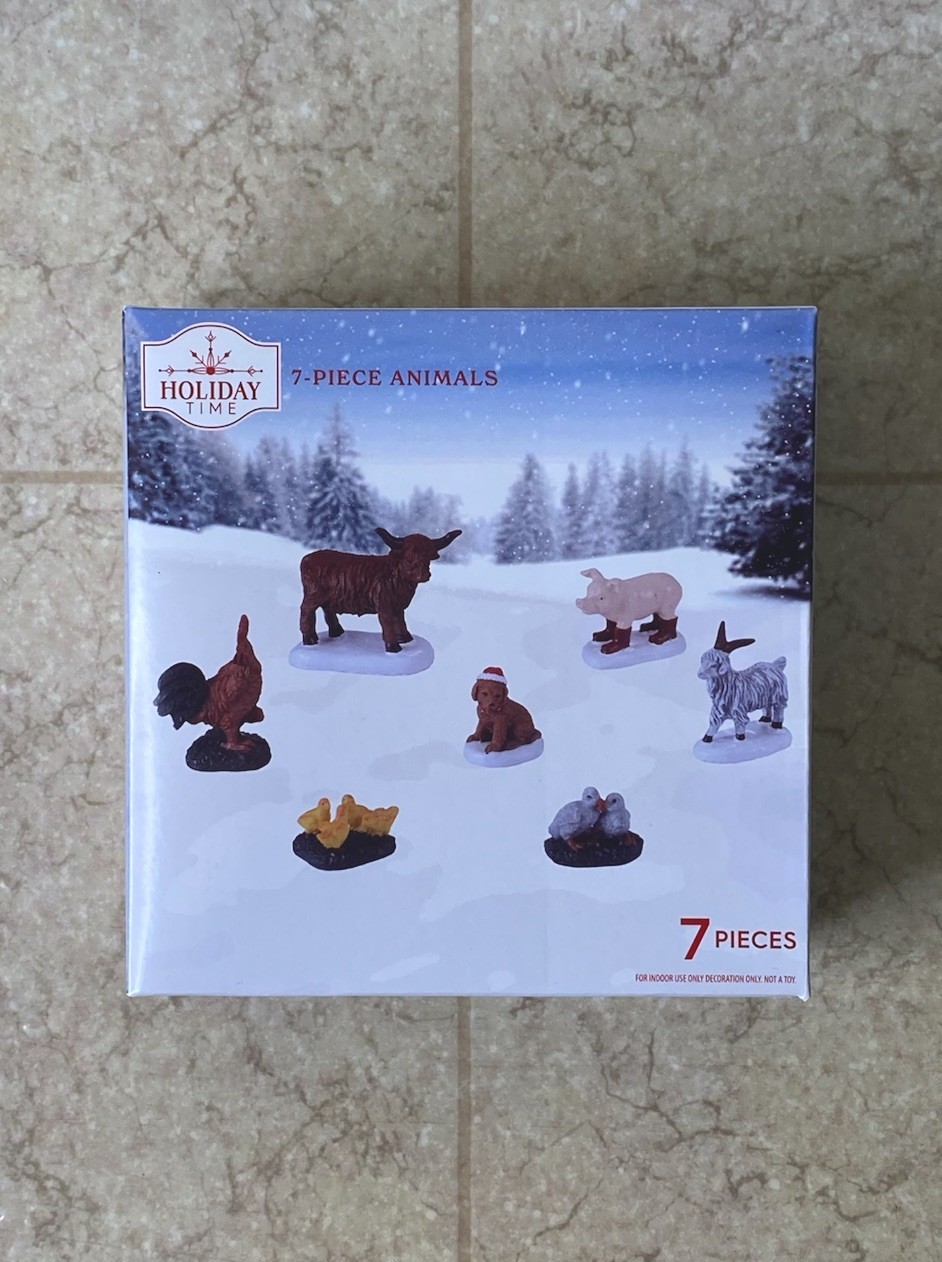 Holiday Time Village Farm Animal 7 Piece Set Christmas Ceramic Porcelain Figures