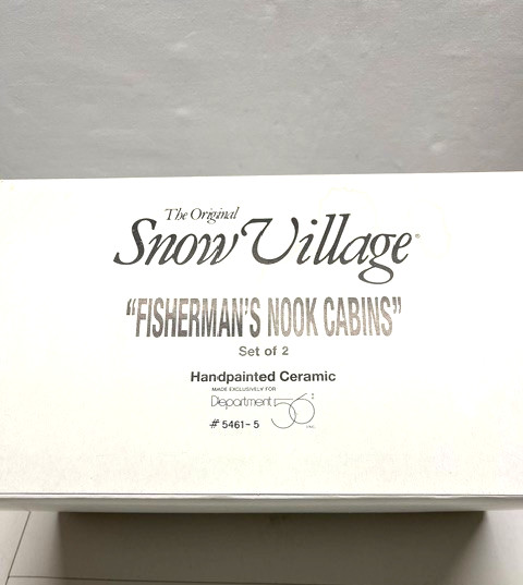 Department 56 Snow Village “Fisherman’s Nook Cabins” Set/ 2 Trout & Bass Cabins