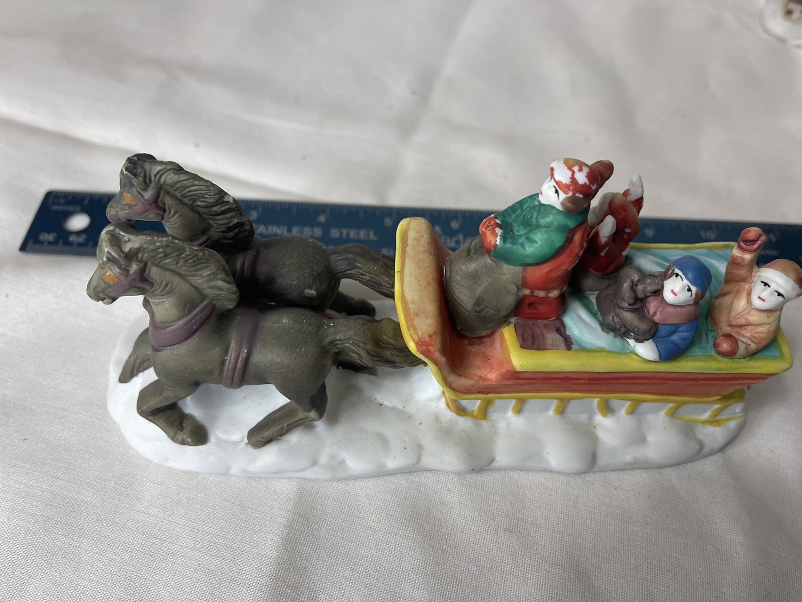 Horse Drawn Sleigh W/Kids Country Memories Collection Kmart 1993 VTG RARE Villag