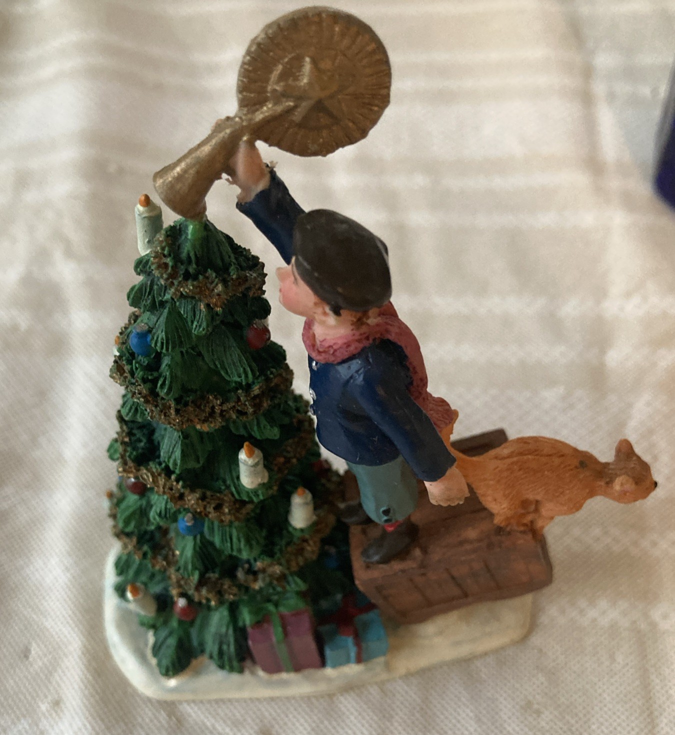 Lemax Christmas Village Town The Finishing Touch 72444 Star Tree Topper w Cat