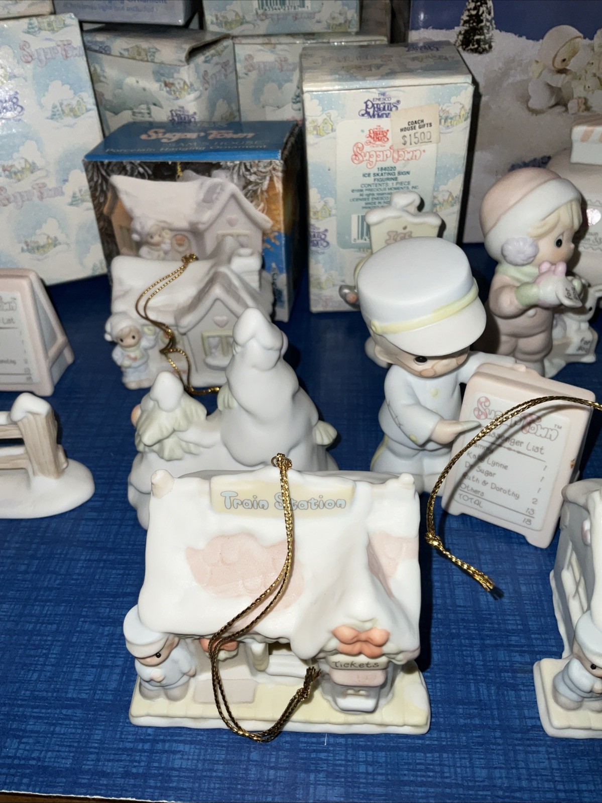 Precious Moments Sugar Town Post Office Train Set Christmas Village Mixed Lot