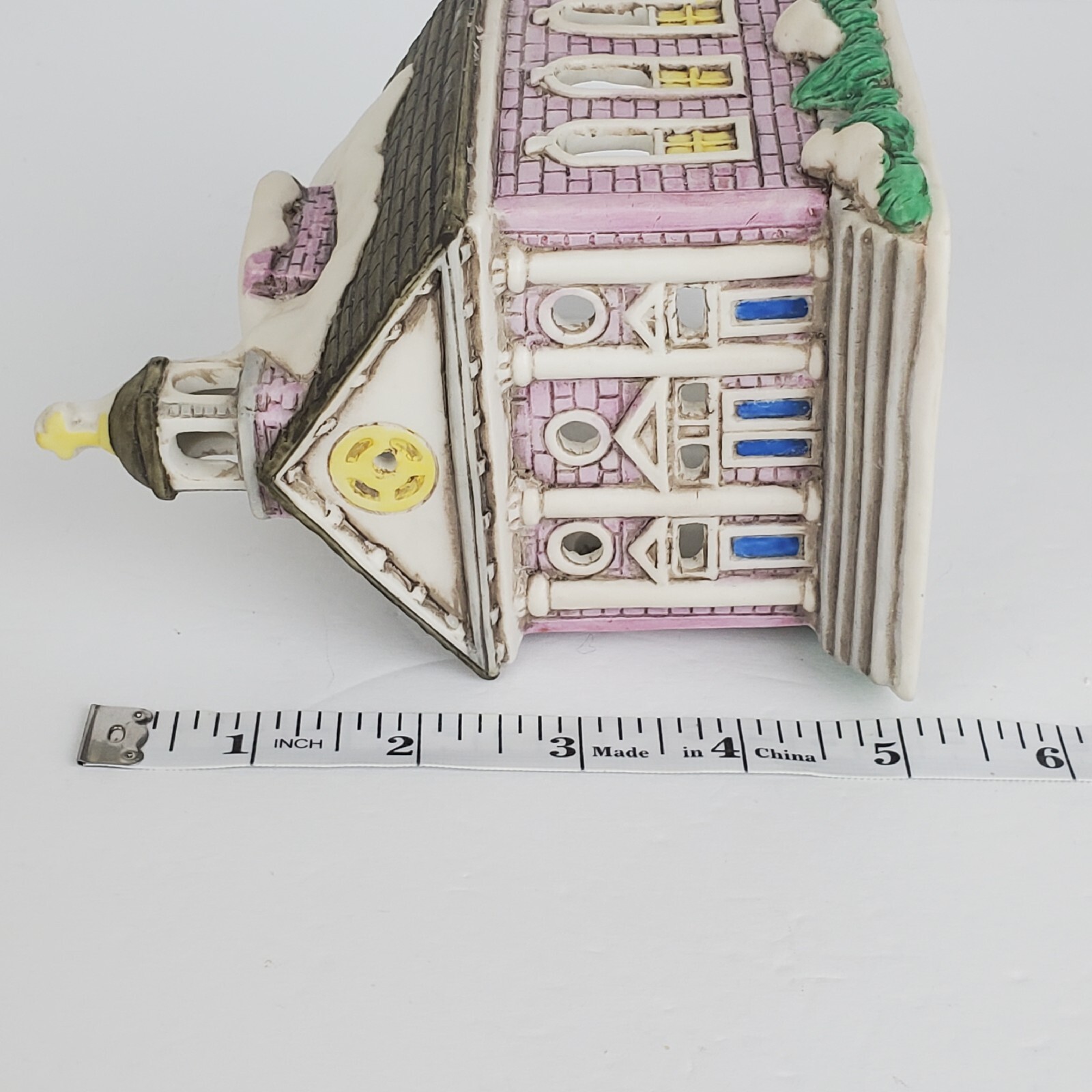 Vtg 1988 Lefton Byron Wood Colonial Village Church w/ Steeple Tea Light Holder