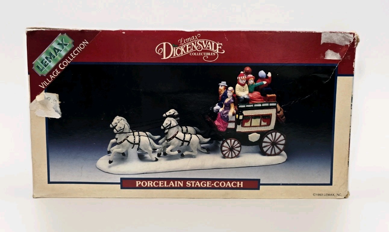 Lemax Porcelain Christmas Horse Drawn Carriage Stagecoach 1993 Dickensvale