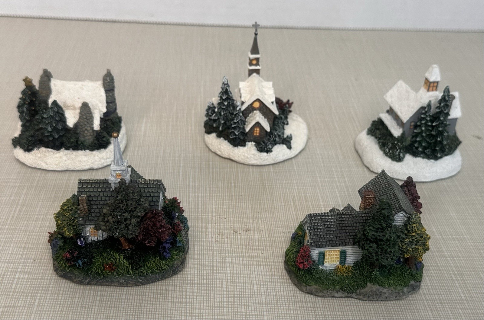 LOT Of THOMAS KINCAID Stonehearth Hutch Miniatures Houses Celebrate Jesus