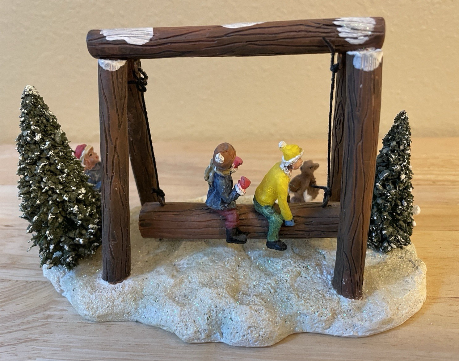 Winter Valley Christmas Village Winter Scene – Log Swing