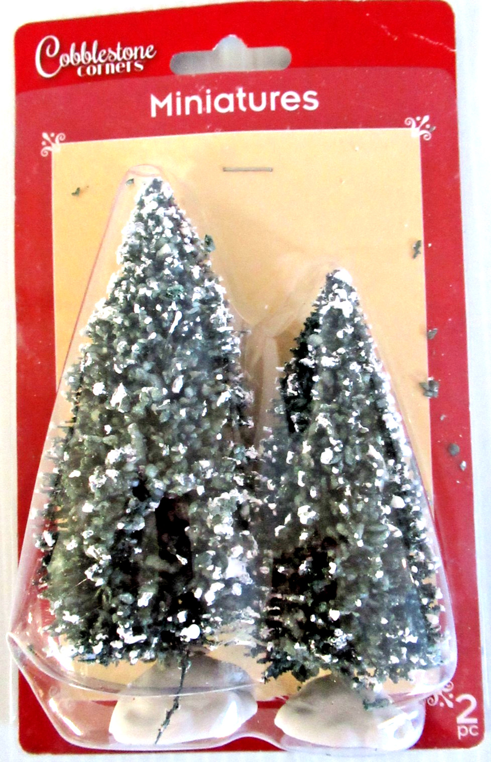 COBBLESTONE CORNERS “CHRISTMAS TREES” ~ (SET OF 2) ~ ** CHRISTMAS VILLAGE **