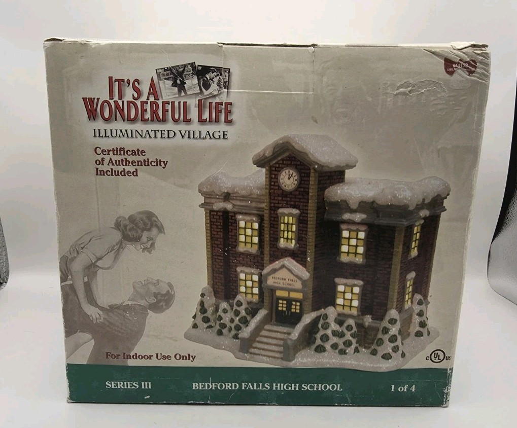 ENESCO IT’S A WONDERFUL LIFE BEDFORD FALLS HIGH SCHOOL SERIES 111 LIGHTED W/ BOX
