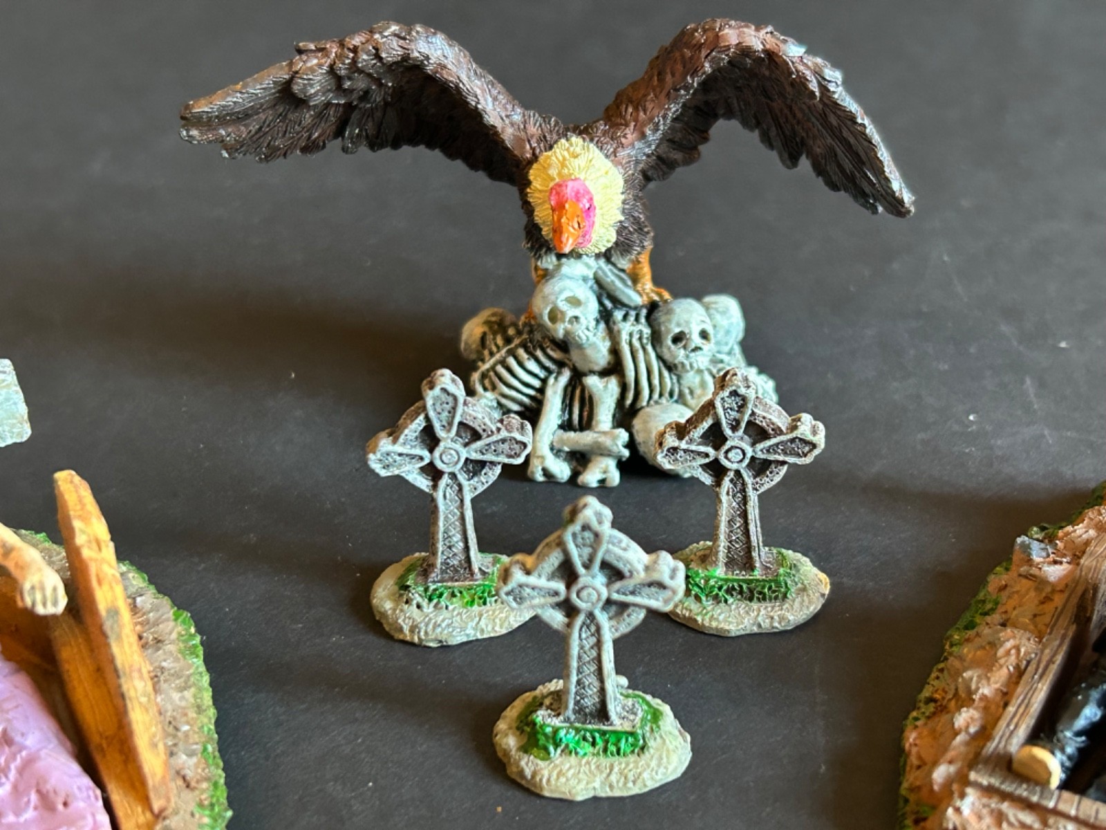 Lemax Coffins Tombstones Vulture Zombies 19 PC Lot Spooky Town Halloween Village