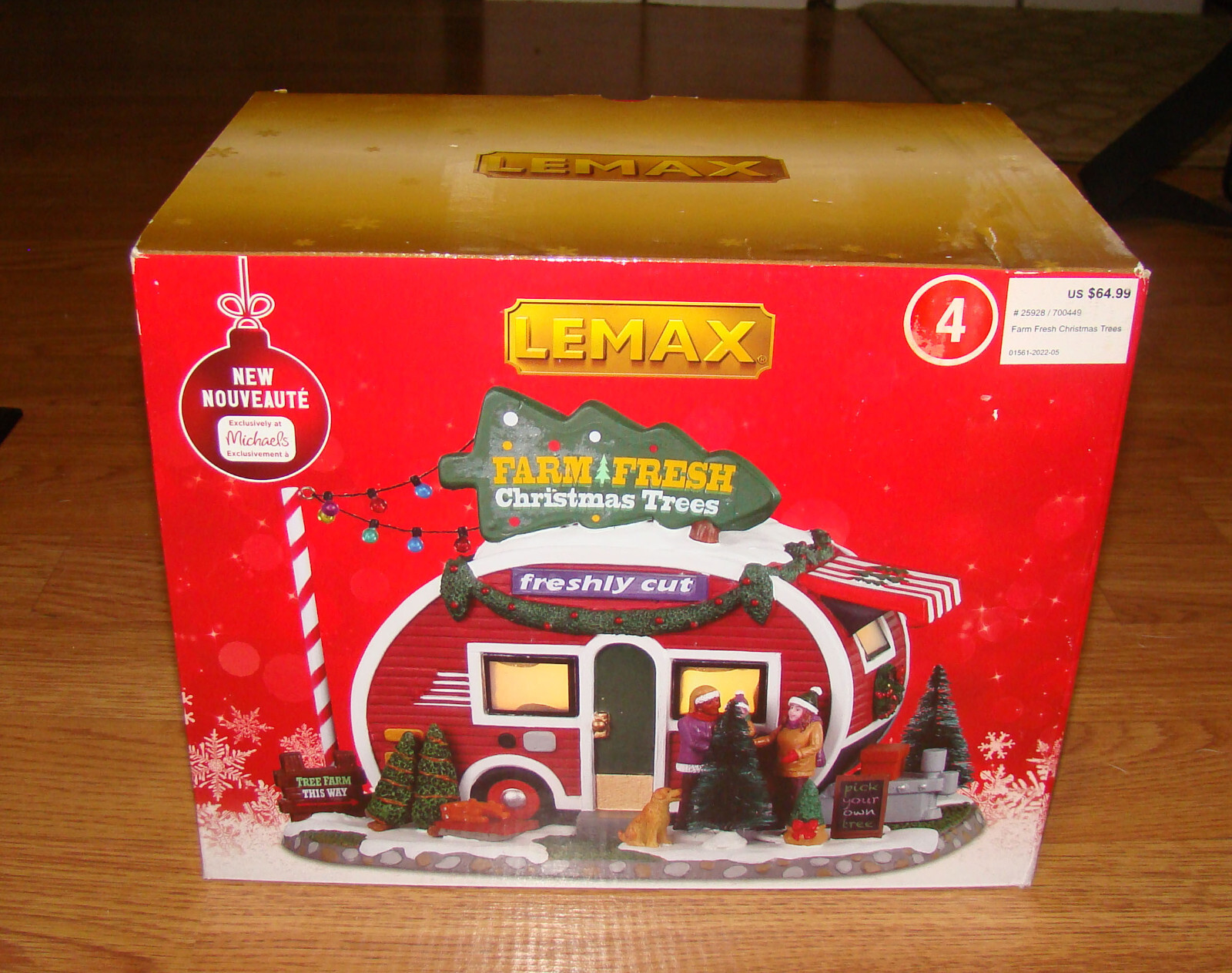 Vail Village 2022 Lemax FARM FRESH Christmas Tree Stand Camper Lighted Porcelain
