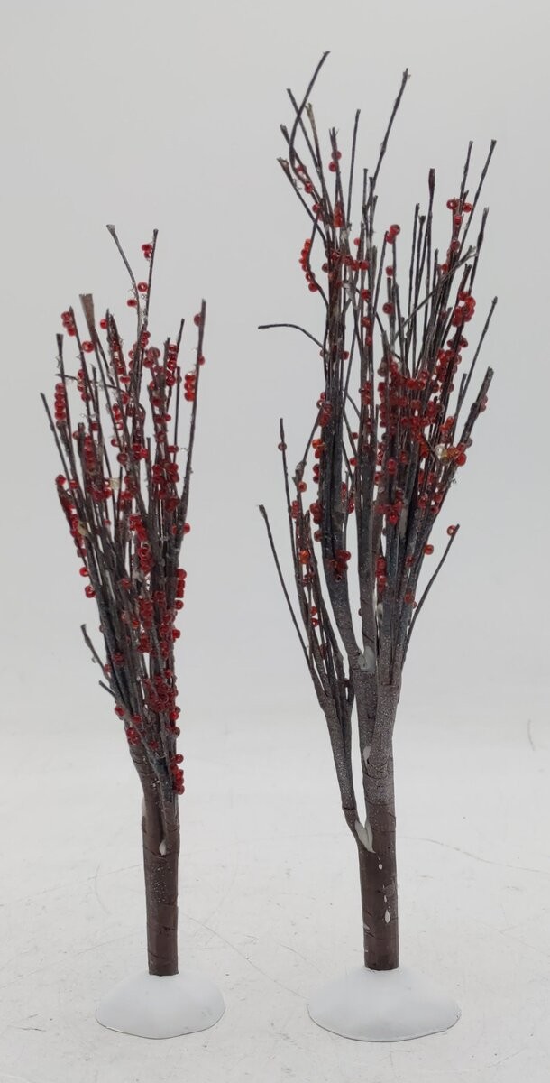 Dept 56 4020263 Village Accessories “Winter Berry Trees” (Set Of 2) EX/Box