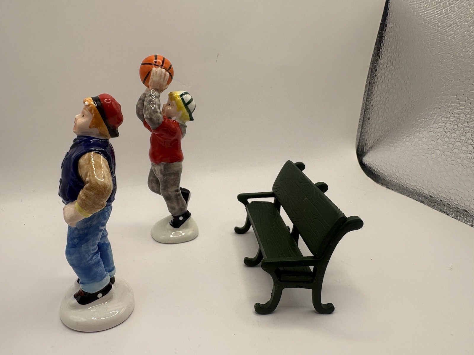Dept 56 Basketball Boys Figurines Bench Set Porcelain Sports Village