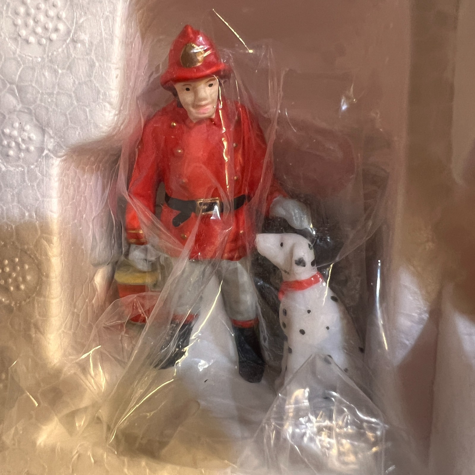 DEPT. 56 – 1990 RED BRICK FIRE STATION, CITY FIRE TRUCK AND FIRE BRIGADE- RARE