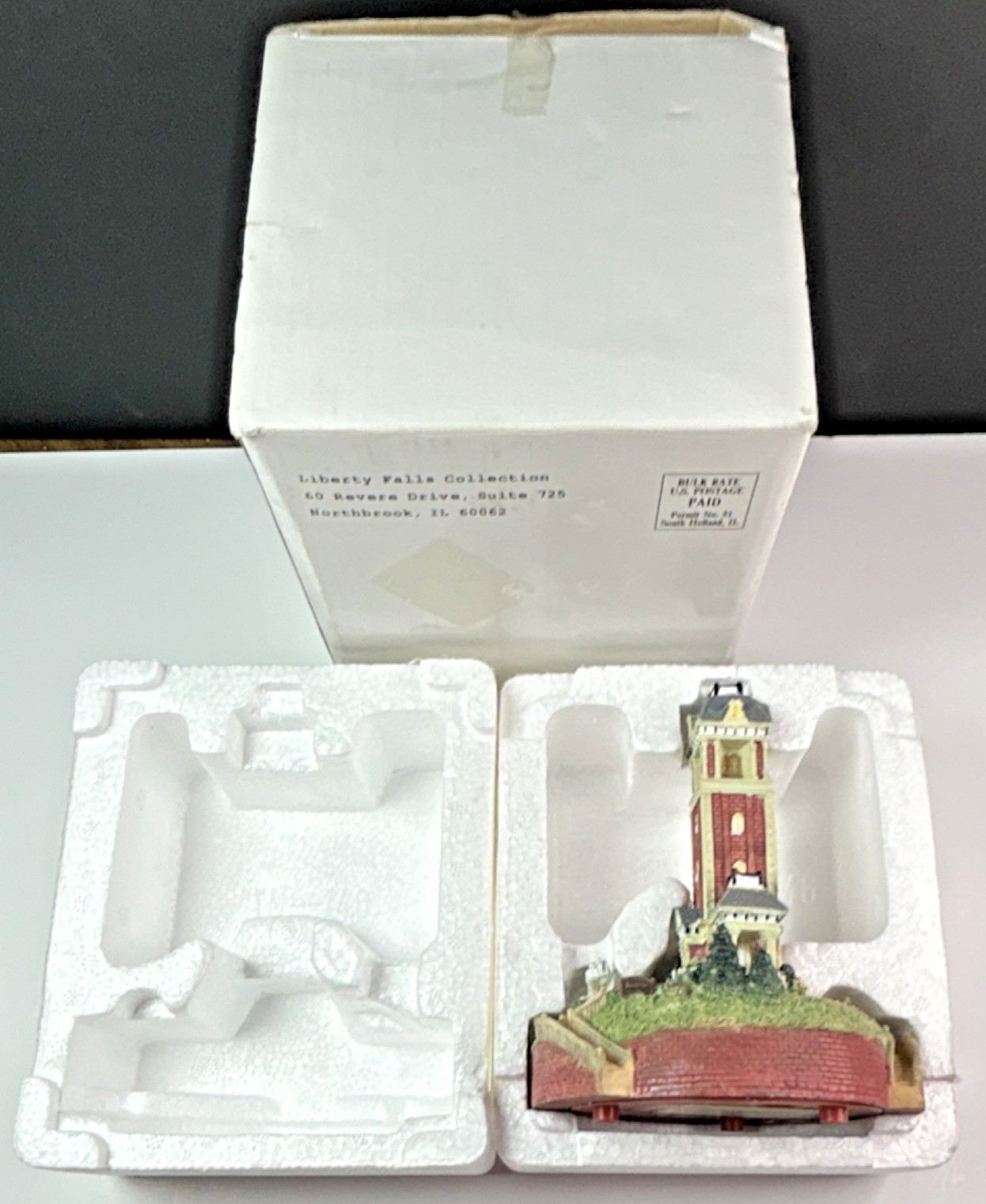 Liberty Falls AH333 Bell Tower 1996 Village Display Repair AS-IS Box