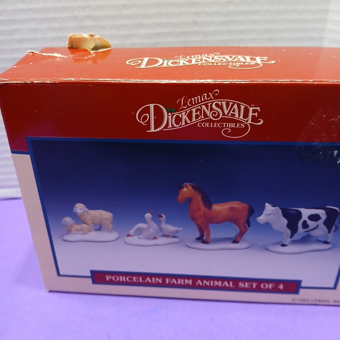 Vintage 1993 Lemax Christmas Farm Animal Set Of 4 Horse Cow Ducks Sheep