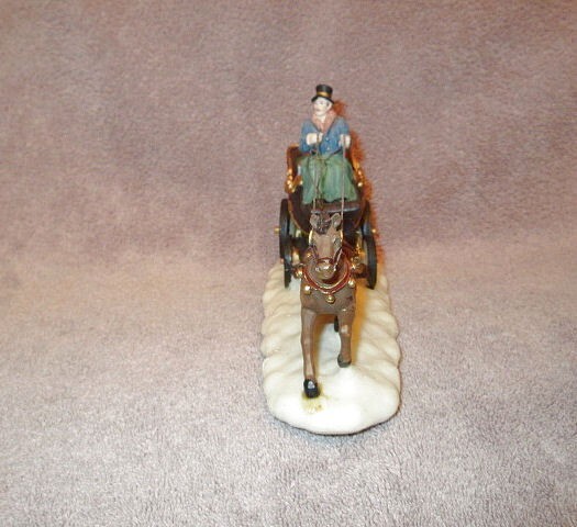 Vtg Victorian Horse Drawn Carriage Christmas Village Decor Sleigh Bells Boxed