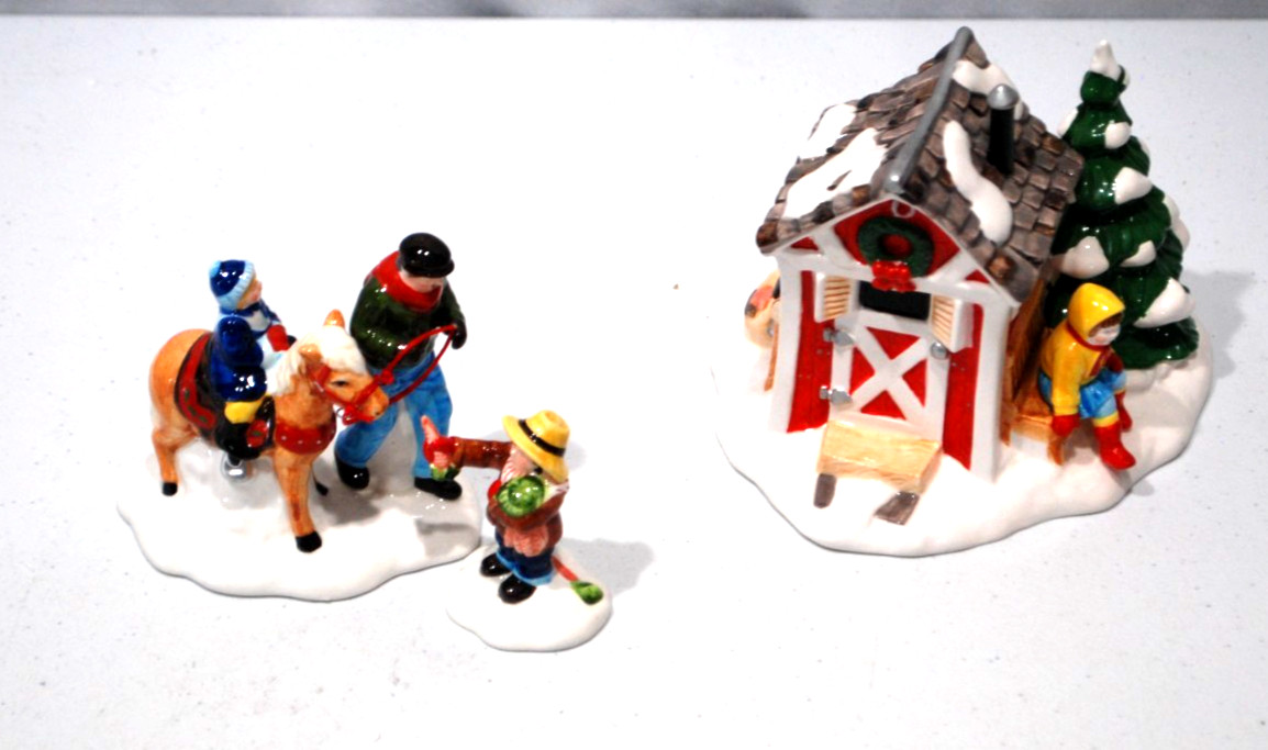 Vintage 1993 DEPARTMENT 56 PINT SIZE PONY RIDES 3 PIECES SNOW VILLAGE 5453-4
