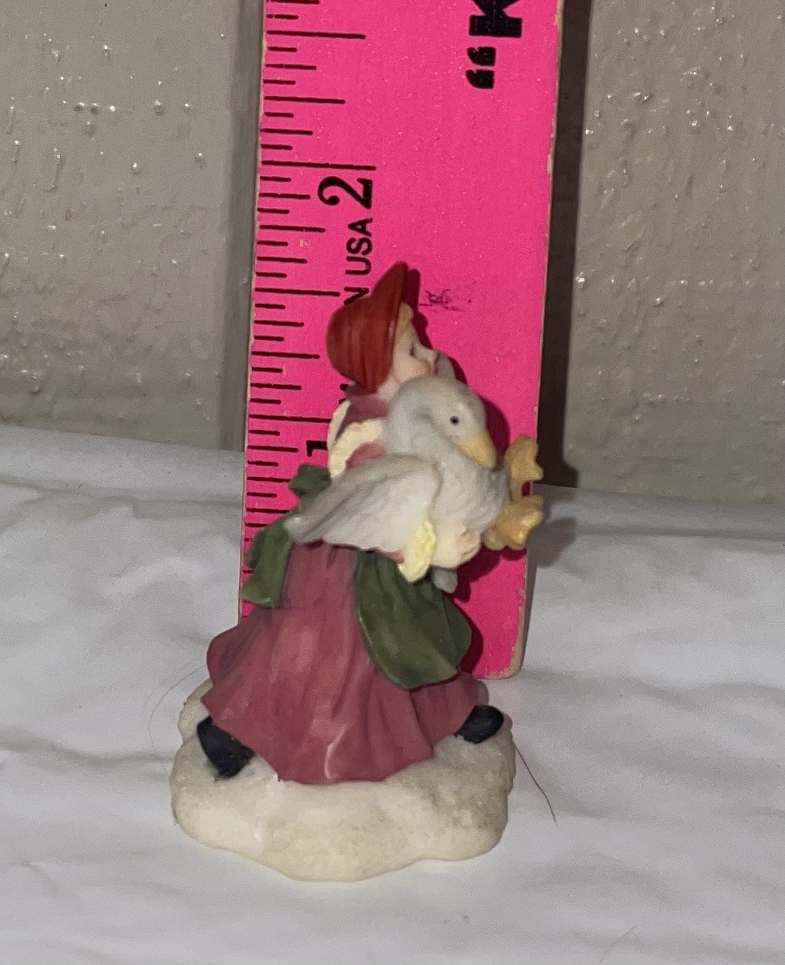 Vtg O’Well Miniature Christmas Village Young Girl with Goose 1.75 Inch China