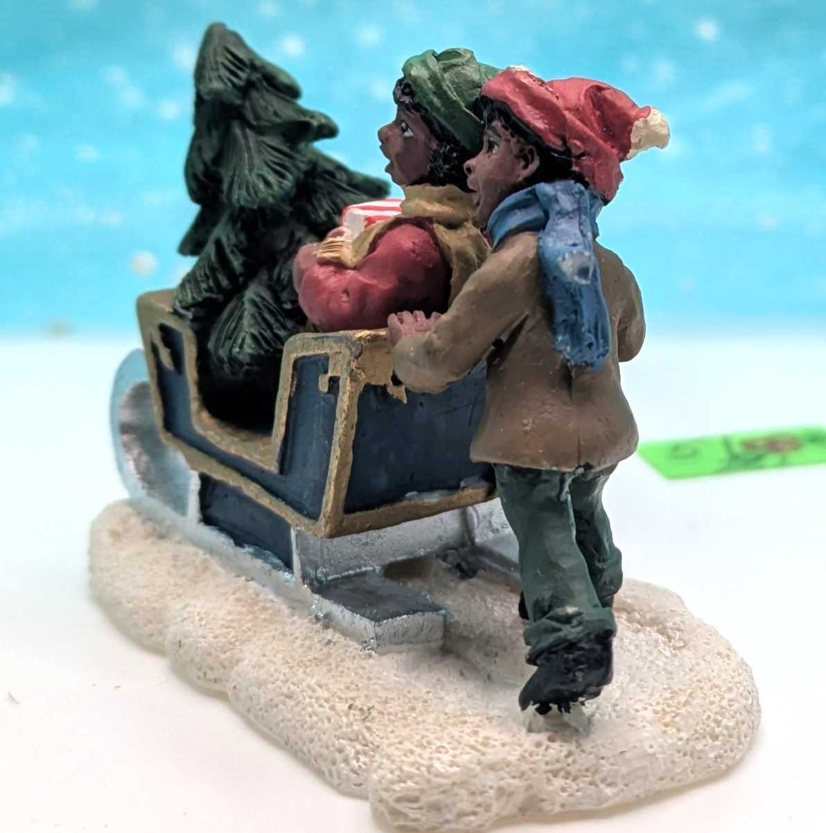 *READ* sled boy girl Christmas Village Figurine LOOSE INV51