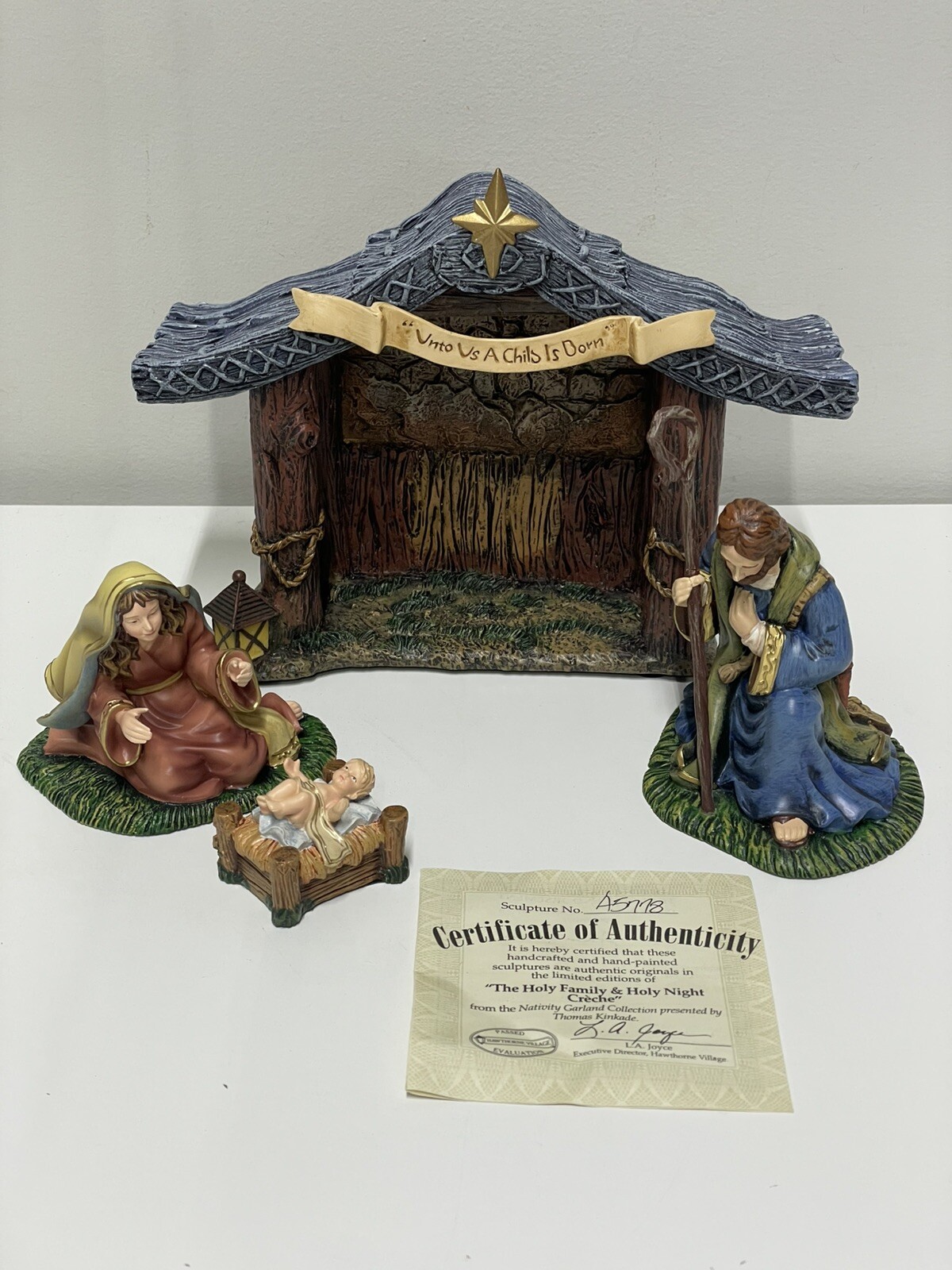 Hawthorne Village Thomas Kinkade Holy Family Mary Joseph Baby Jesus Creche 2007