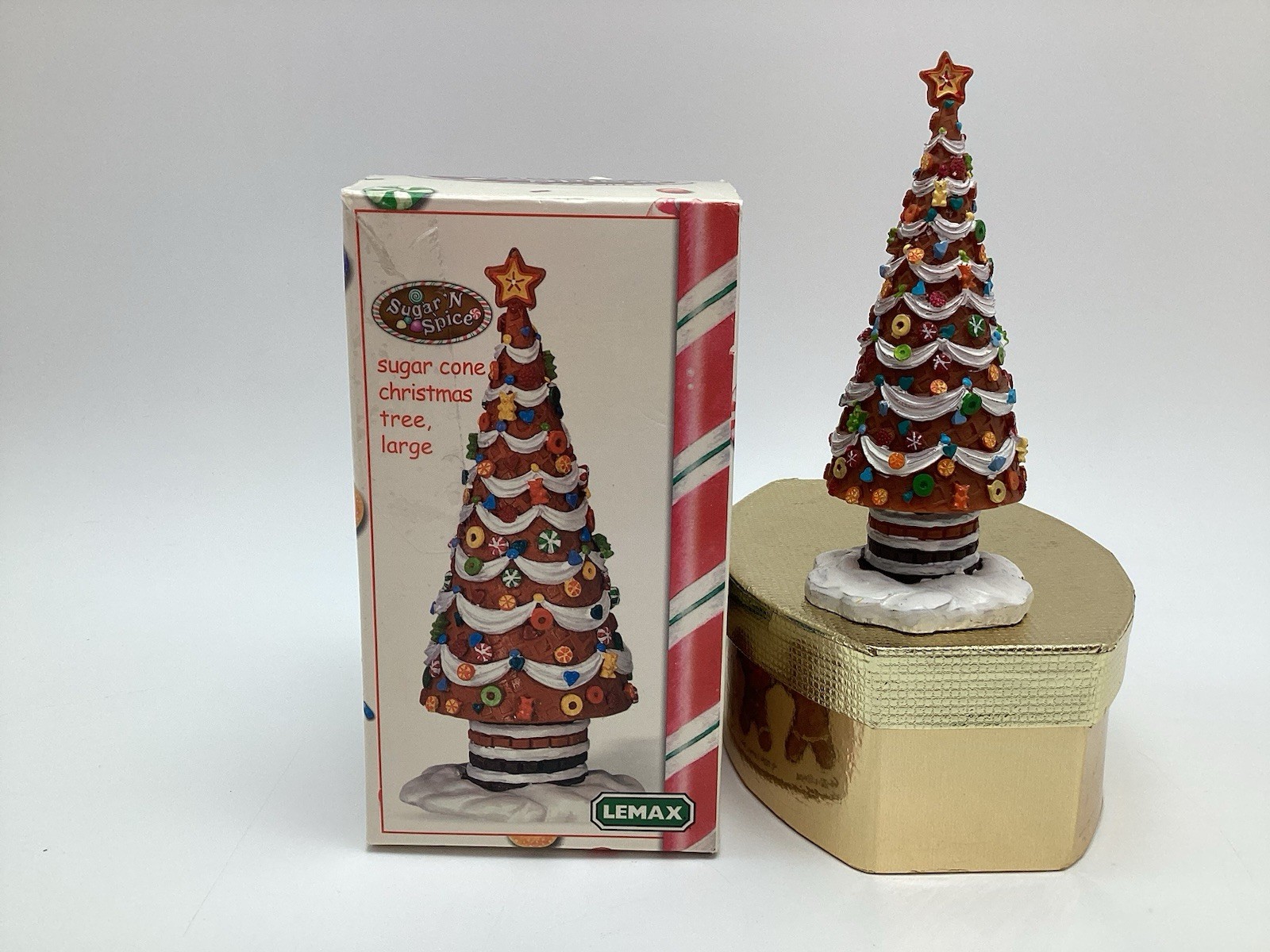 Lemax Sugar & Spice 5” Sugar Cone Christmas Tree Large Retired With Box HTF Rare