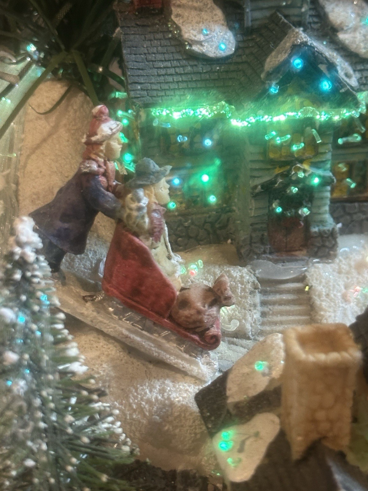 Puelo Fiber Optic Color Changing Christmas Village Vintage Christmas Decor
