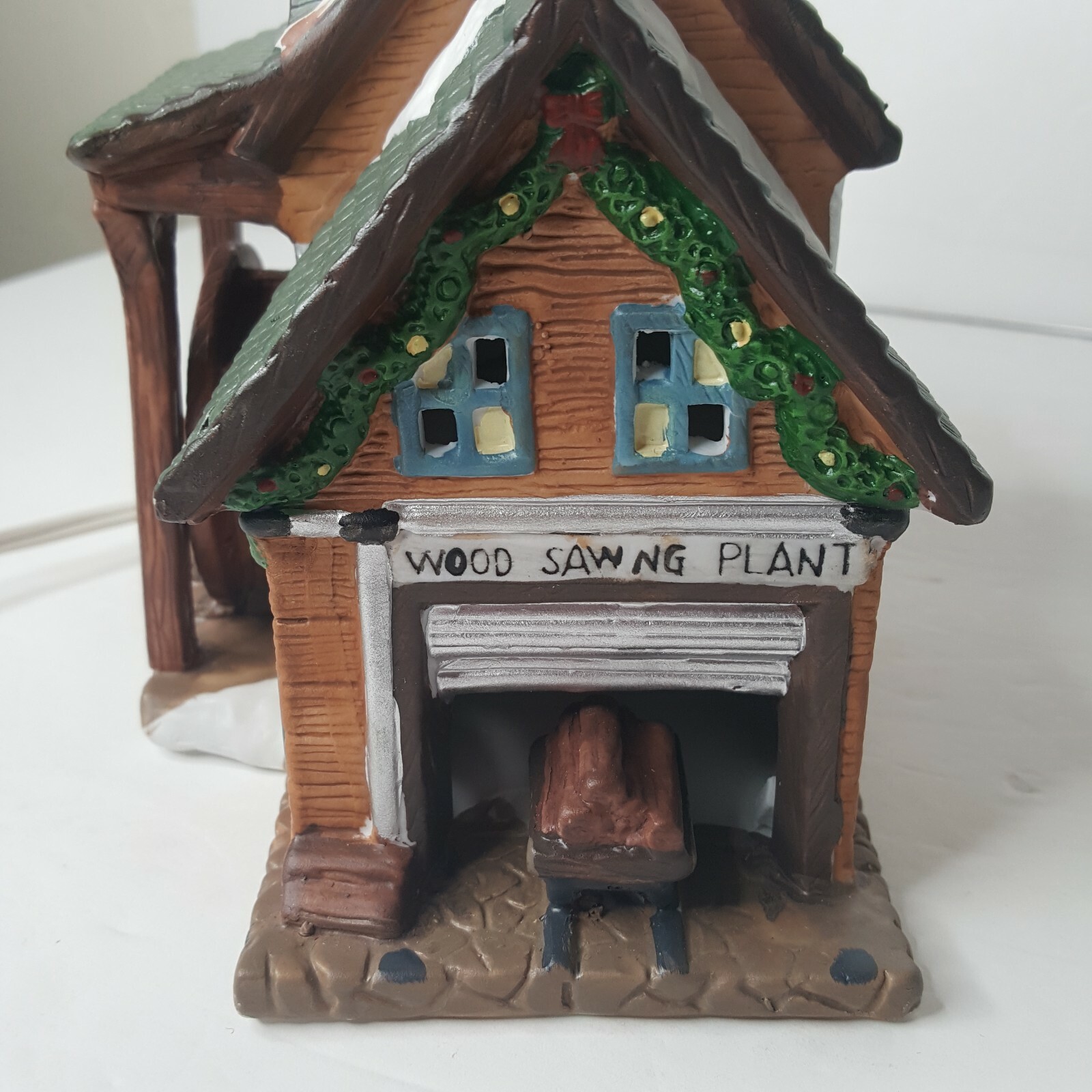 Dickens Keepsake Village Series Carpenter Wood Sawing Plant Lighted 1994