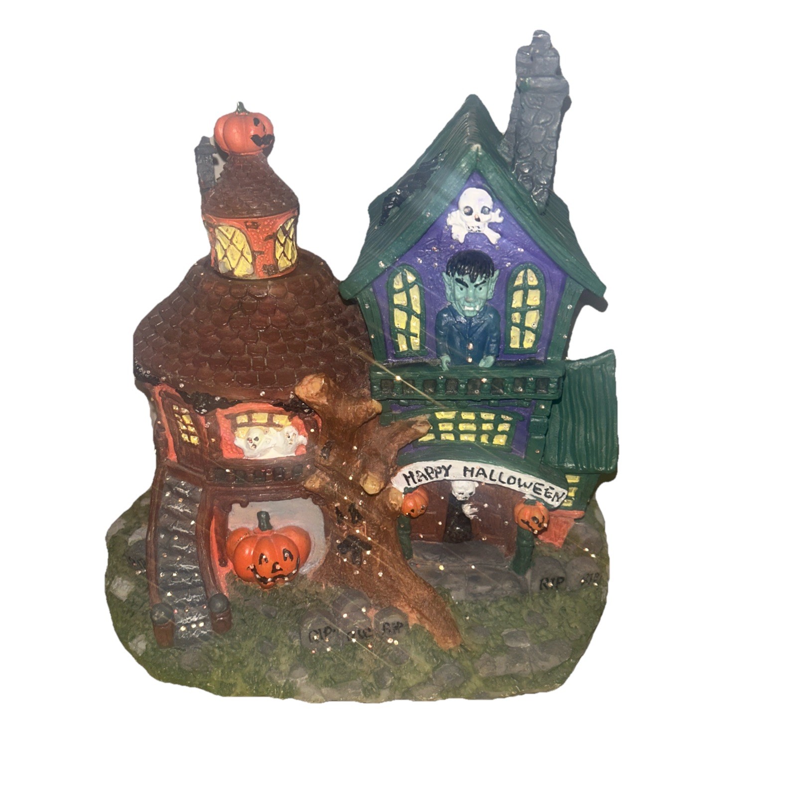 Fiber Optic Halloween Haunted House 10’’ Friday The 31st Box Spin Pumpkin Works