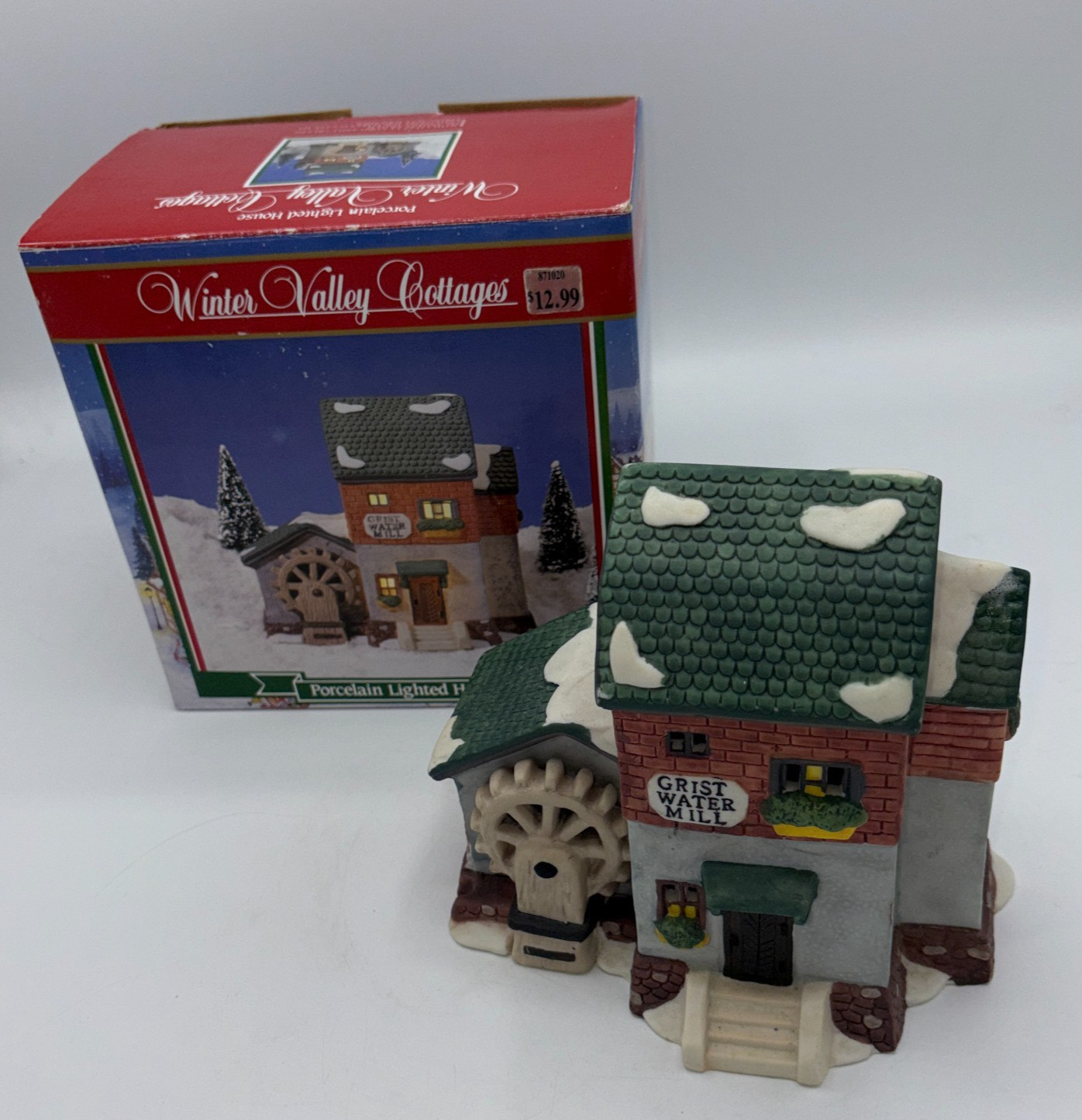 Winter Valley Cottages Grist Water Mill 1993 Porcelain House w/ Box