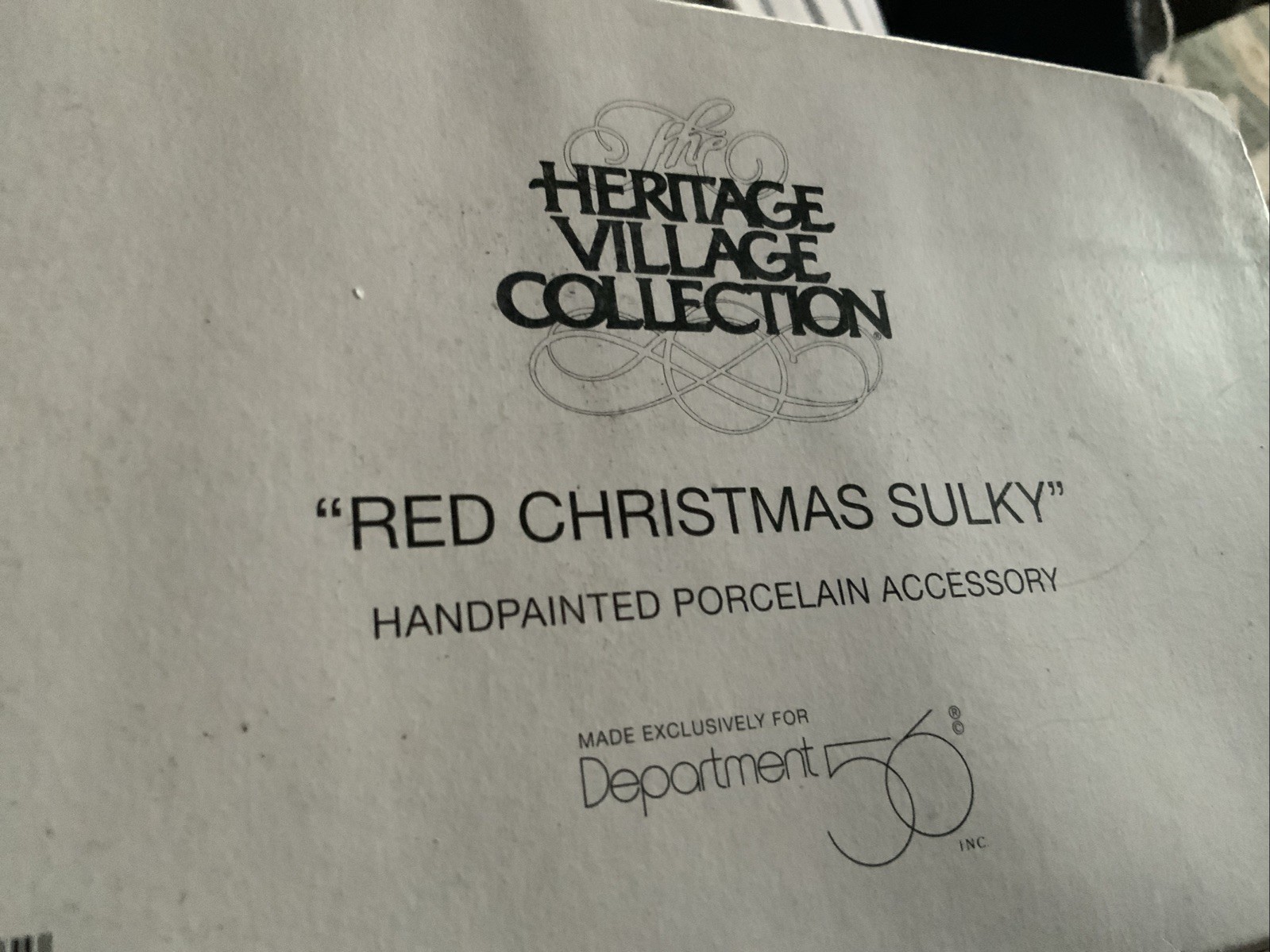 Dept 56″ Red Christmas Sulky” 58401 Box Dickens Village RETIRED